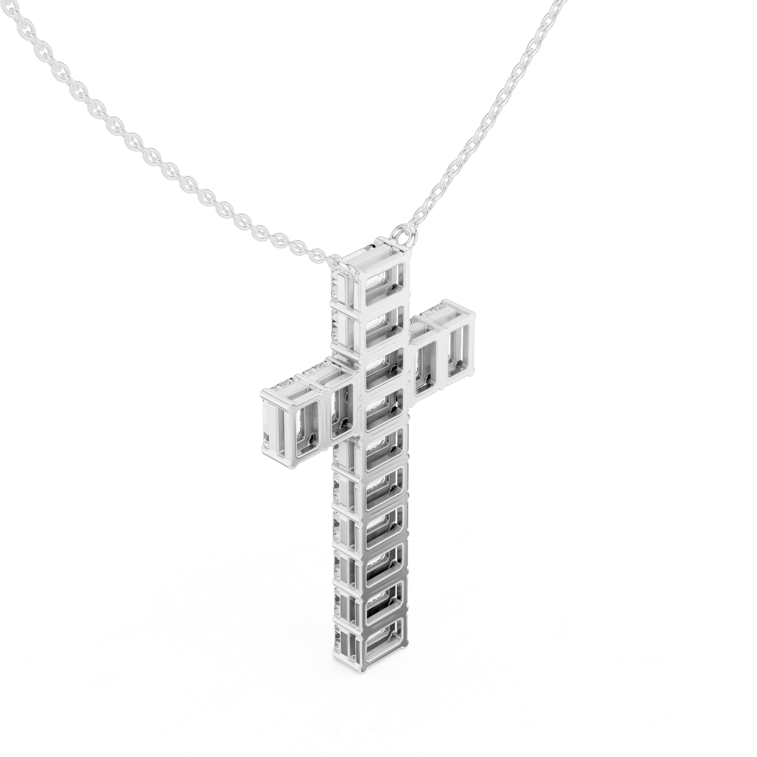 Emerald Cross Diamond Pendant