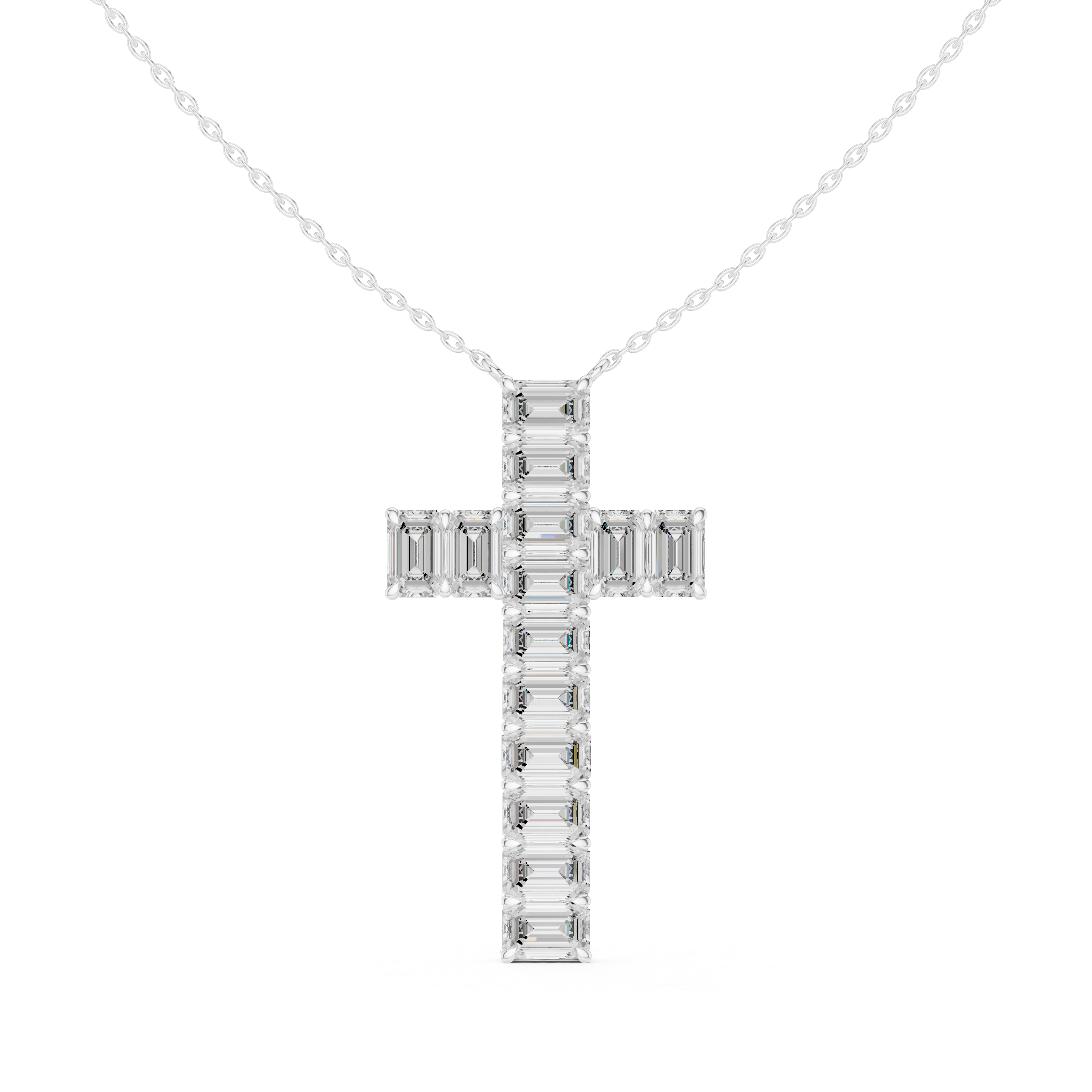 Emerald Cross Diamond Pendant