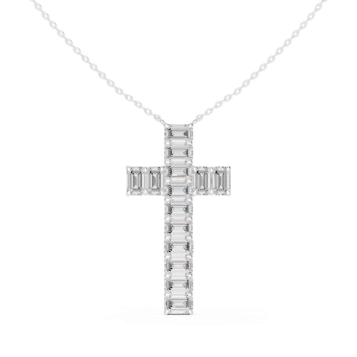 Emerald Cross Diamond Pendant