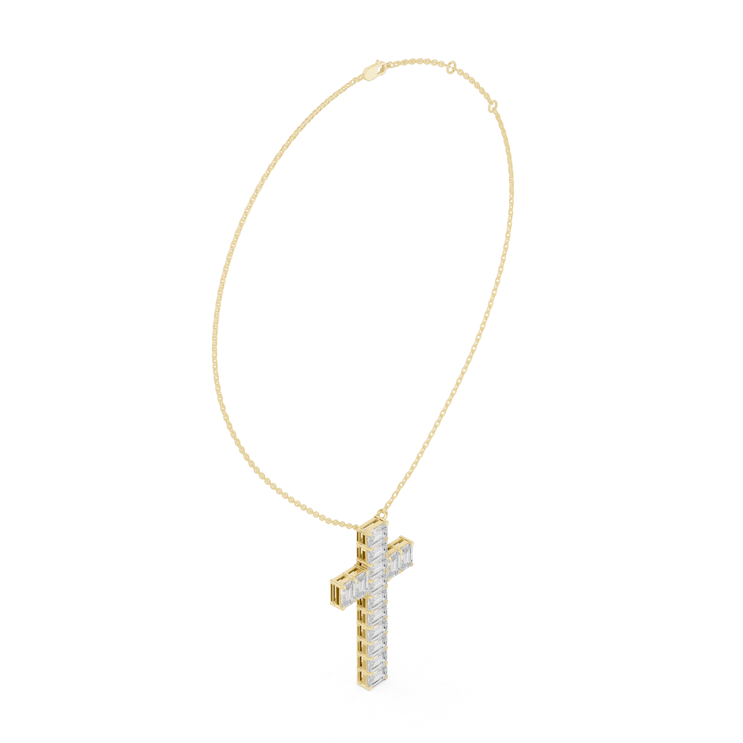 Emerald Cross Diamond Pendant