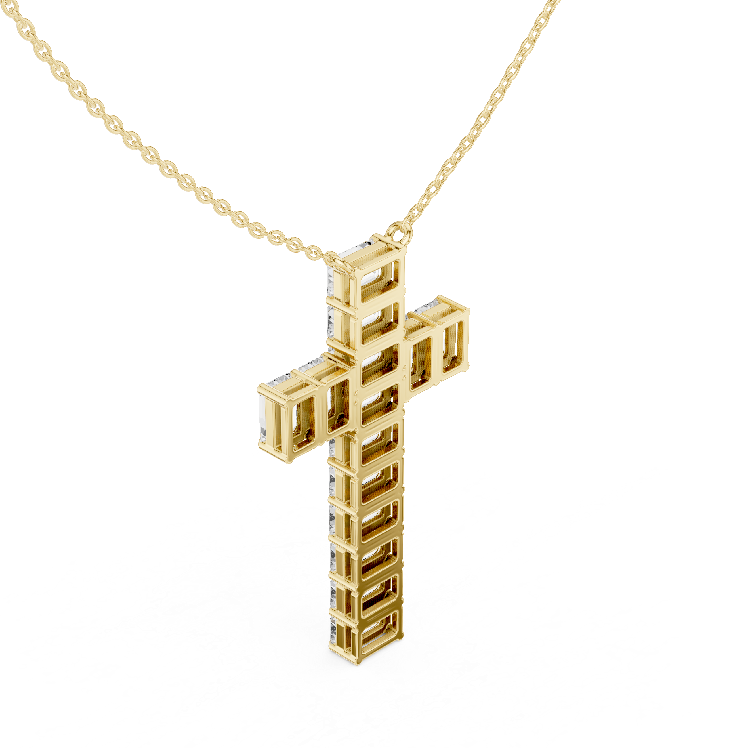 Emerald Cross Diamond Pendant