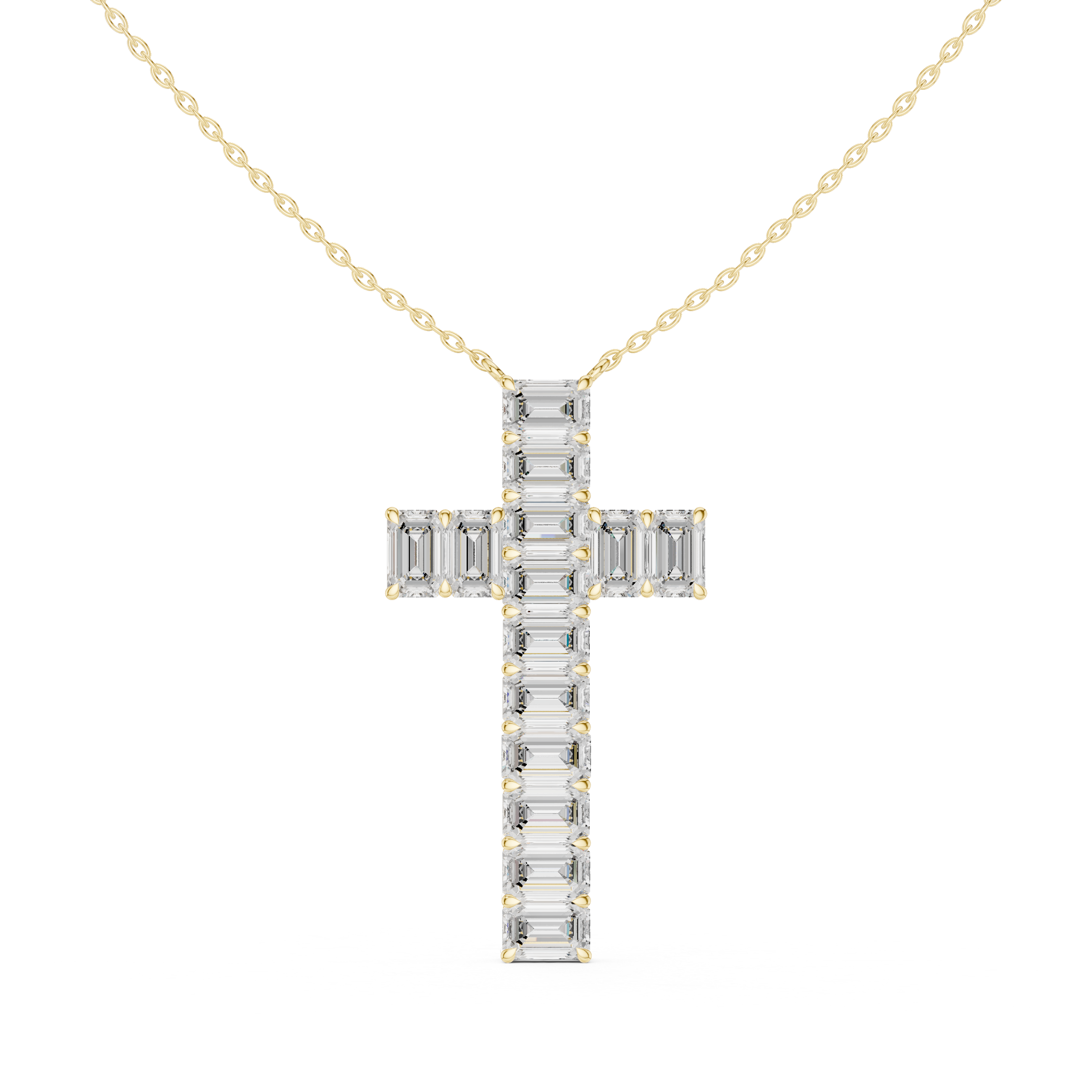 Emerald Cross Diamond Pendant