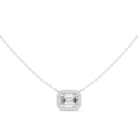 Emerald Cut Halo Diamond Pendant