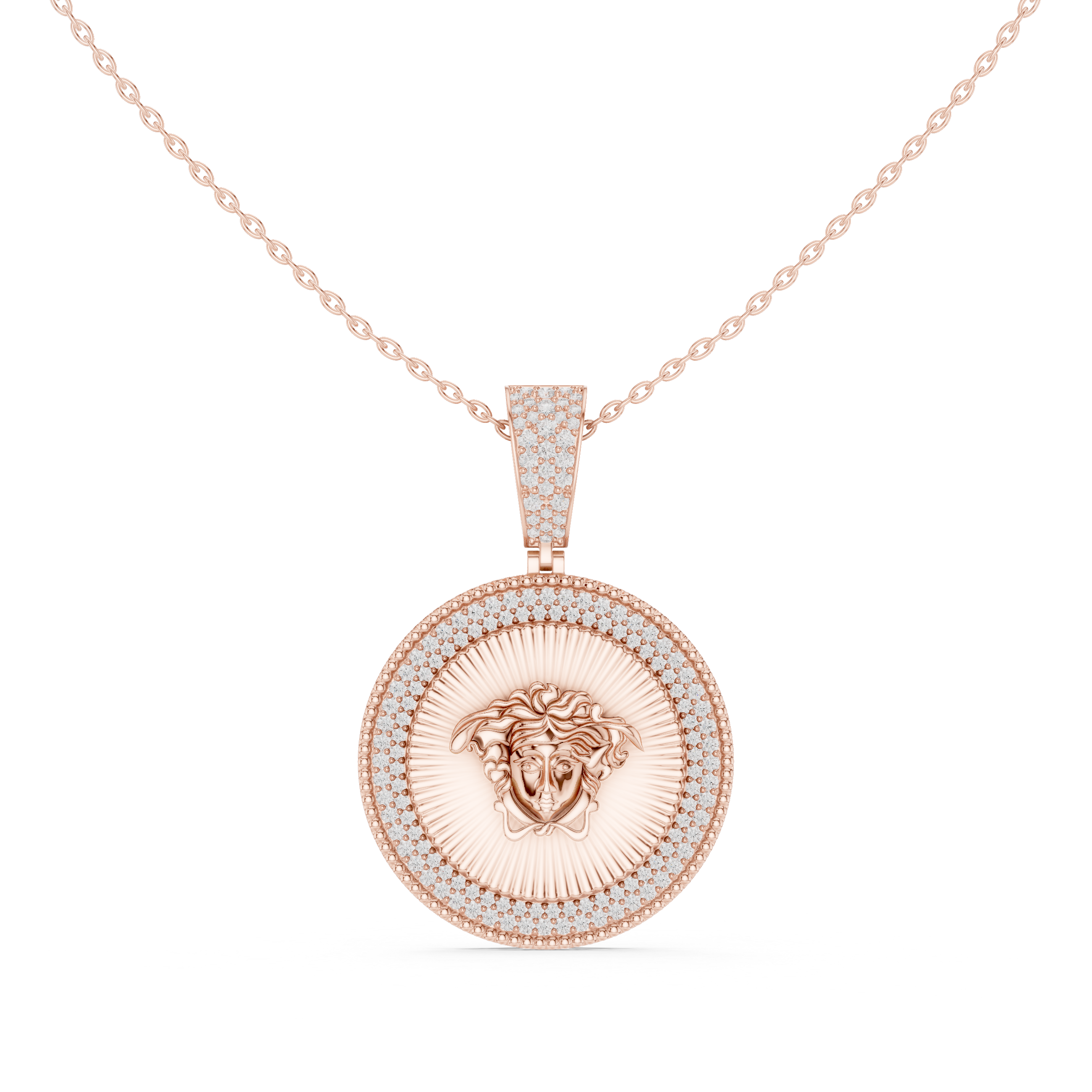 Sun Medusa Diamond Pendant
