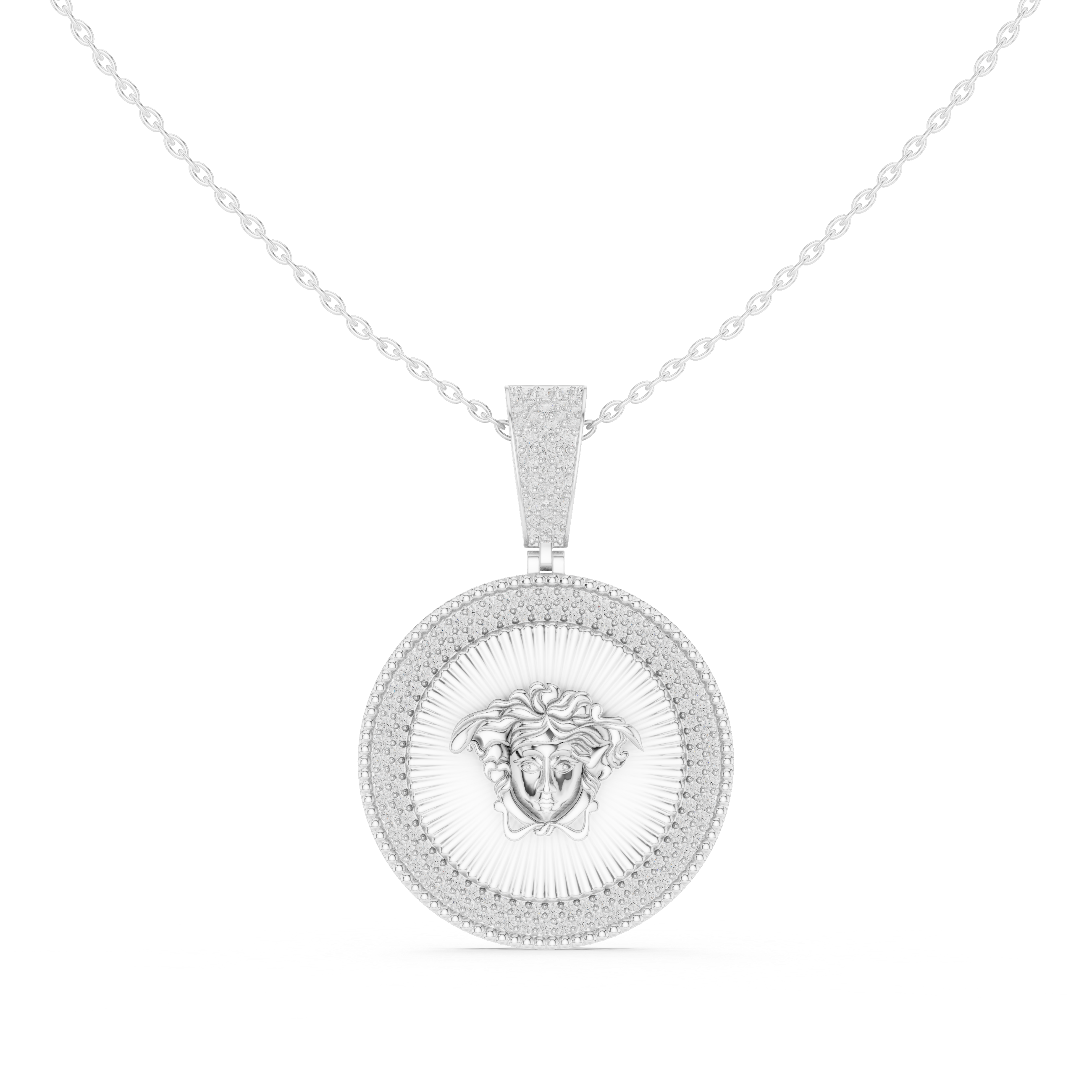 Sun Medusa Diamond Pendant