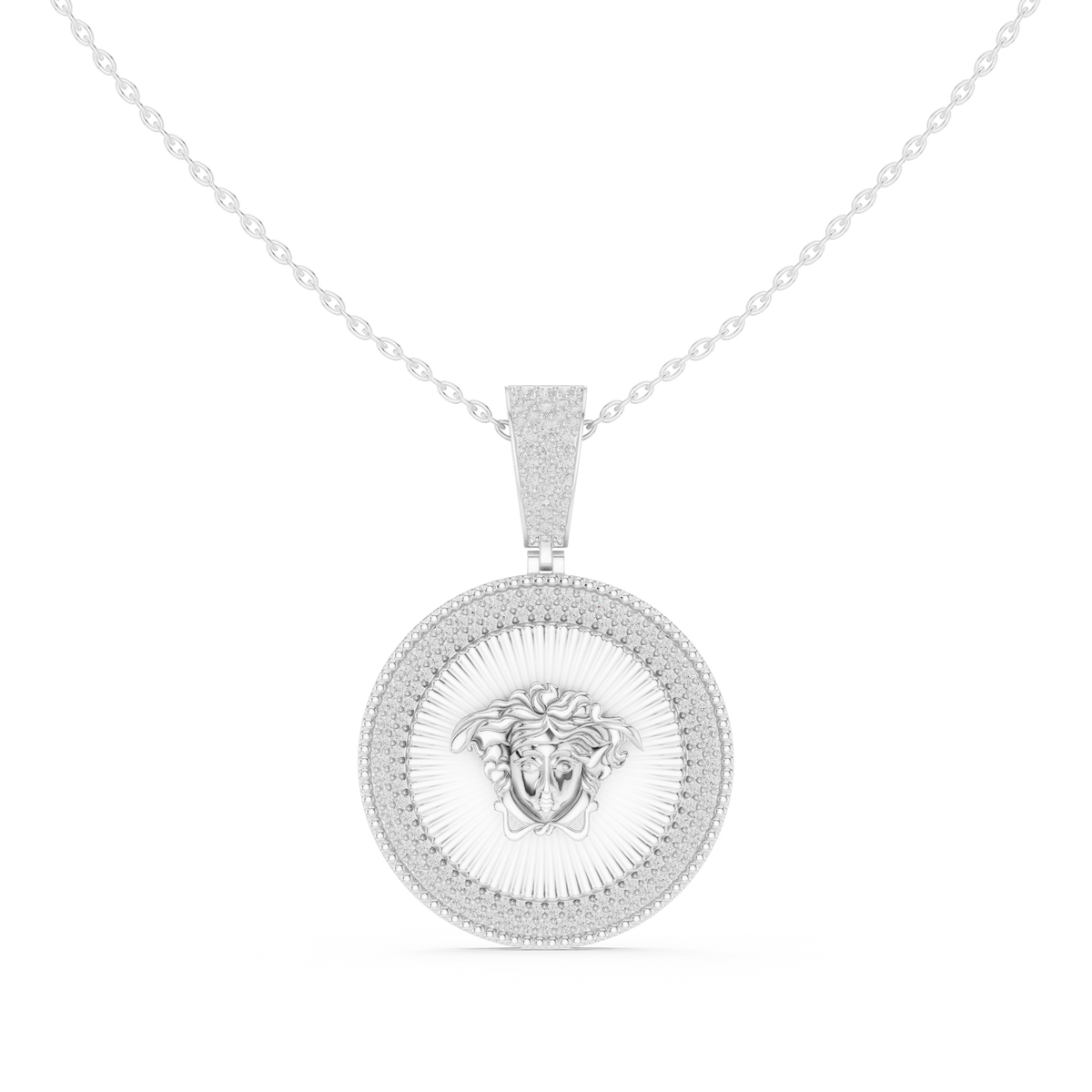 Sun Medusa Diamond Pendant