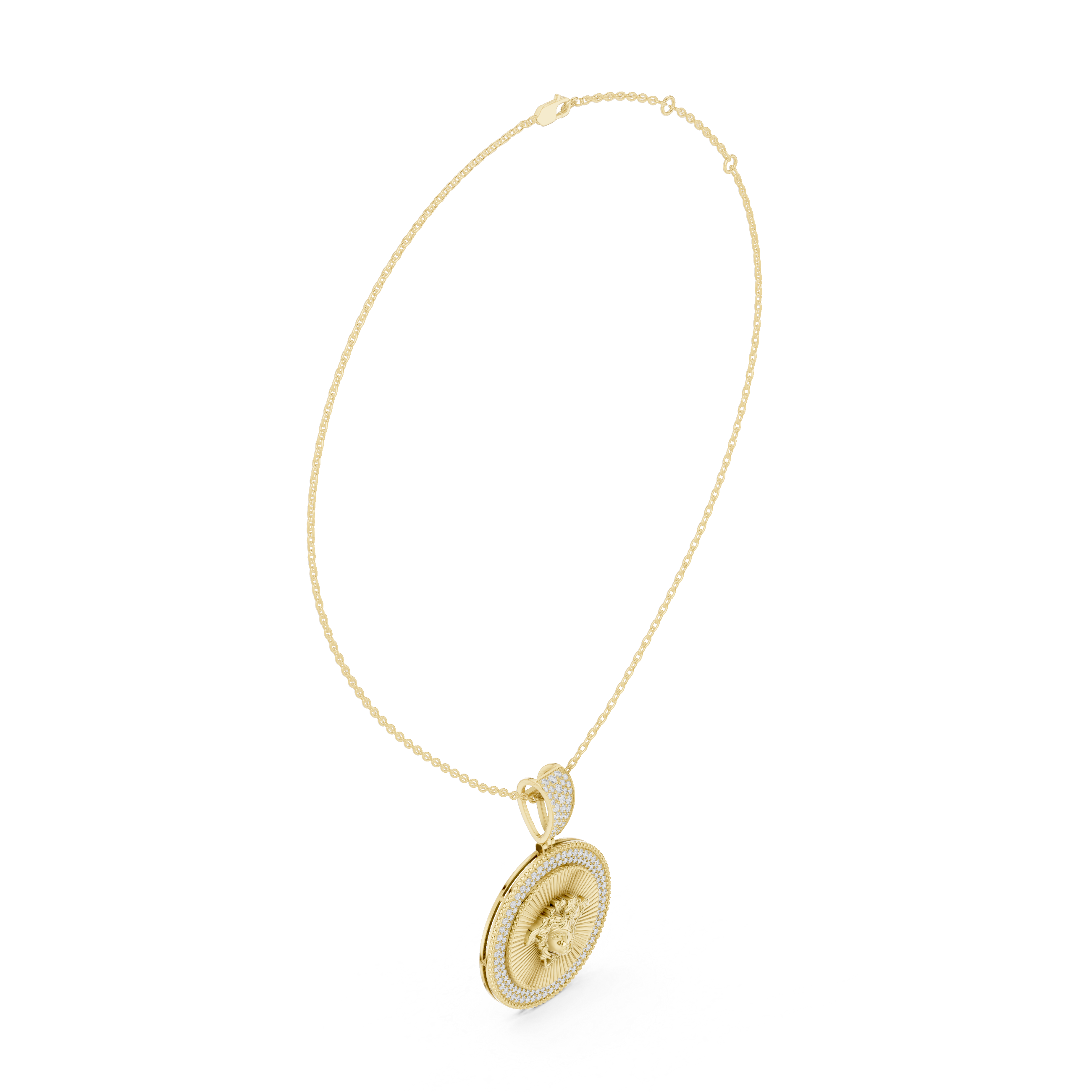 Sun Medusa Diamond Pendant
