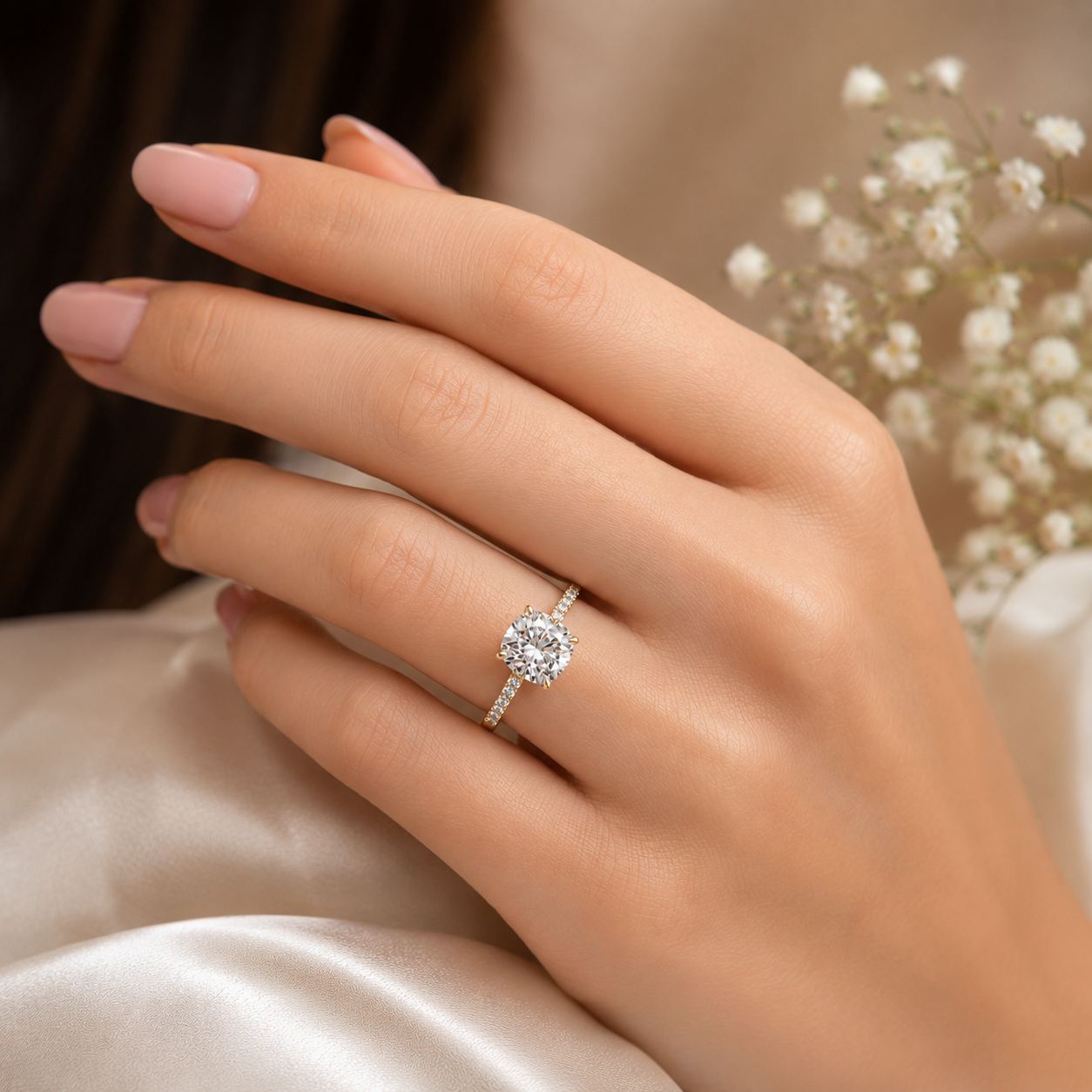 Orlisse Cushion Cut Diamond Engagement Ring