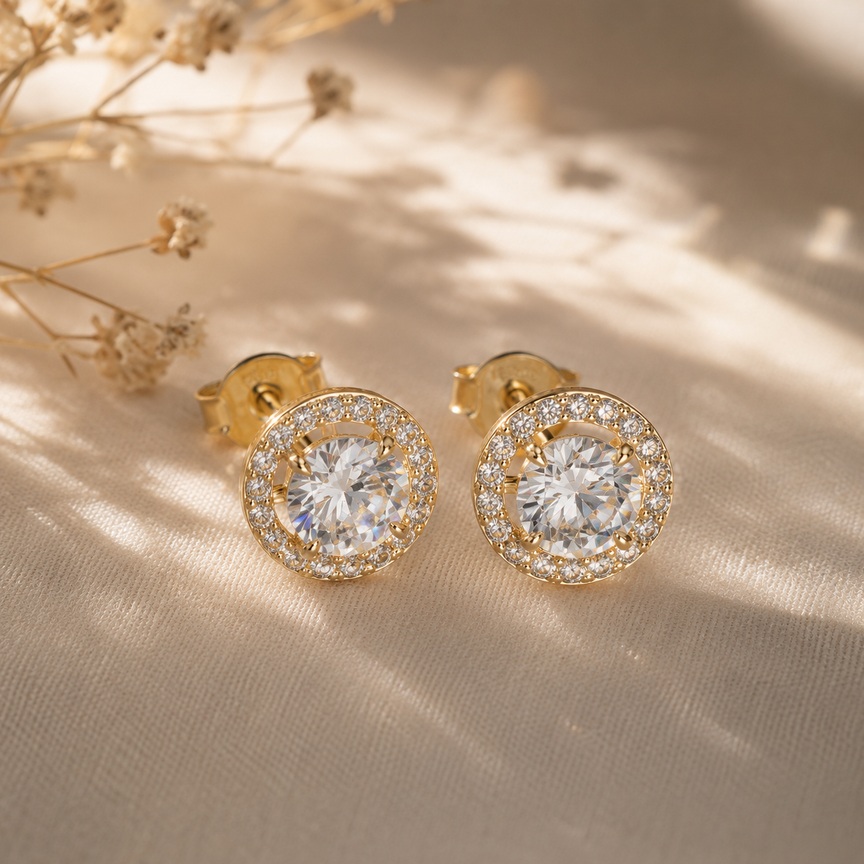 Crownlight Halo Diamond Stud Earrings