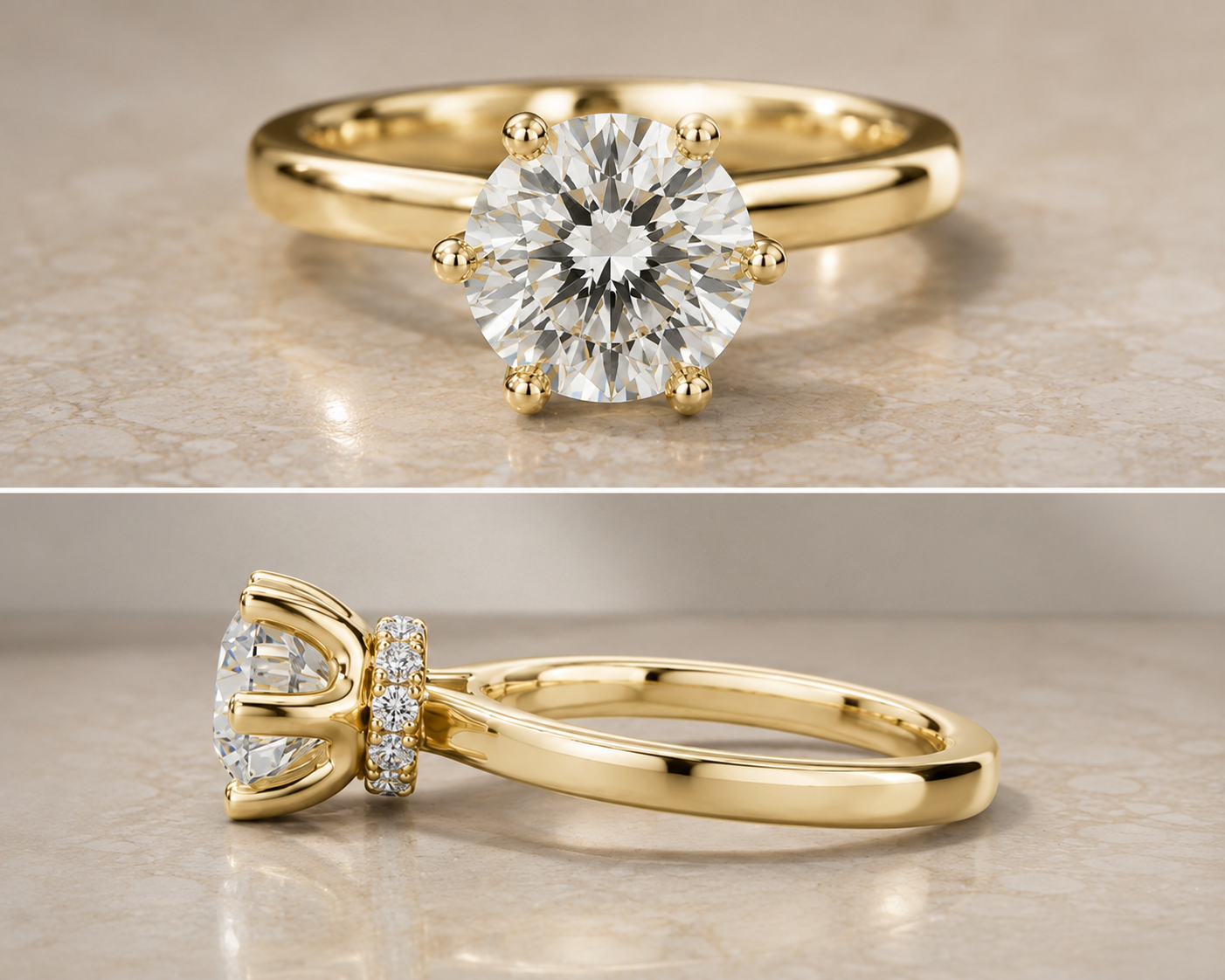 Orliné Luxury Round Cut Diamond Solitaire Ring