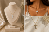 Emerald Cross Diamond Pendant