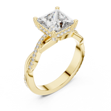 Princess Cut Twisted Pavé Diamond Engagement Ring