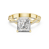 Princess Cut Twisted Pavé Diamond Engagement Ring