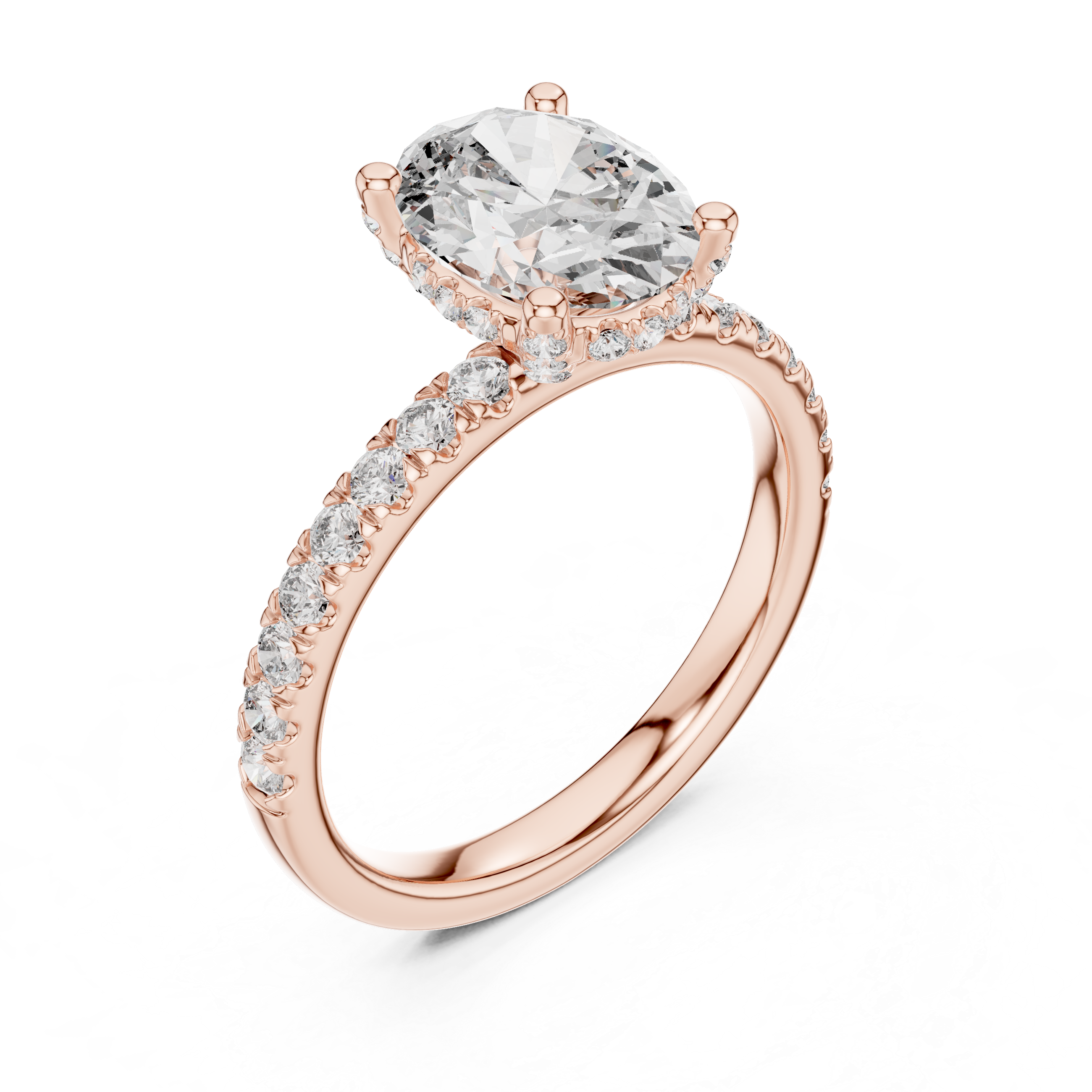 Elovira Oval Cut Pavé Diamond Engagement Ring