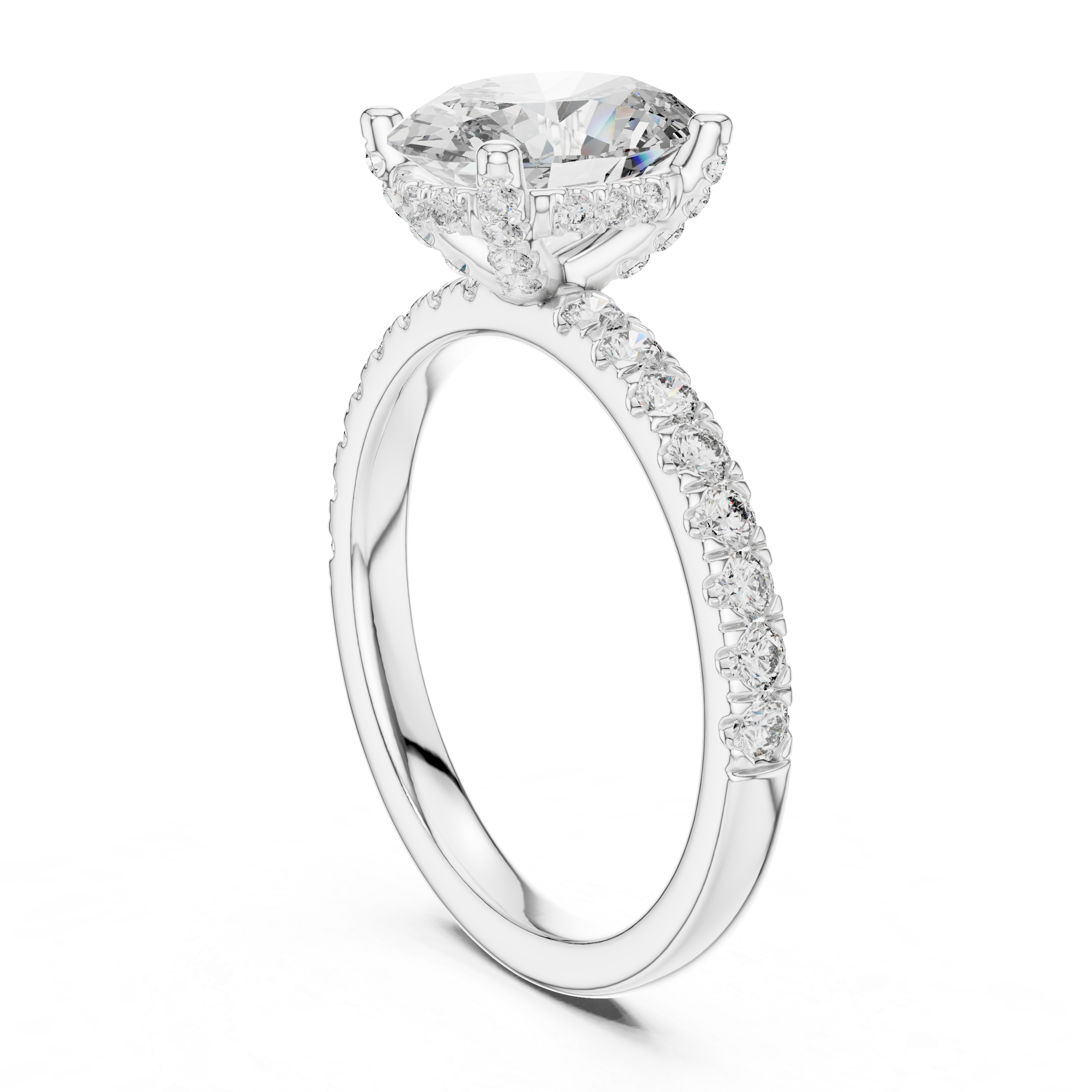 Elovira Oval Cut Pavé Diamond Engagement Ring