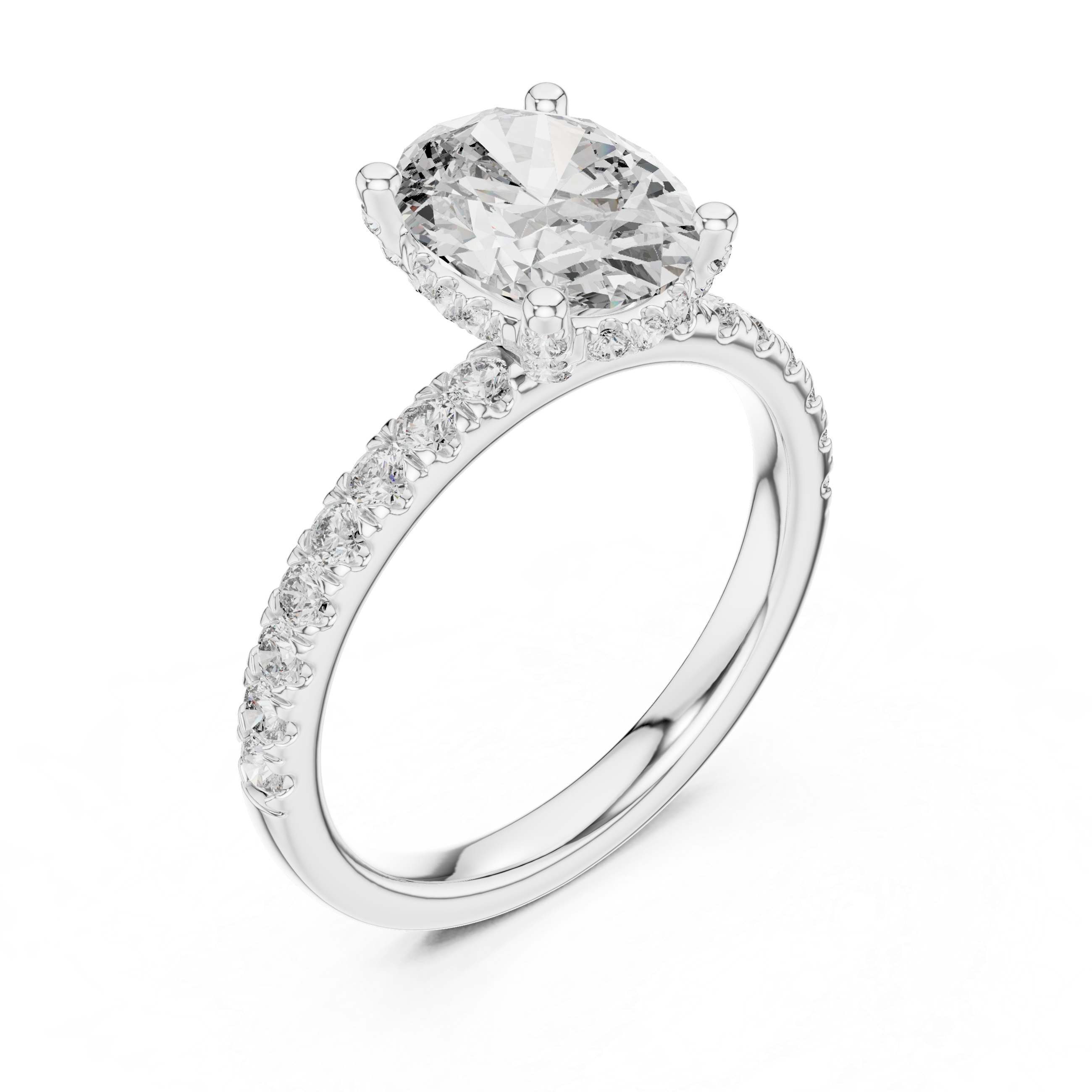 Elovira Oval Cut Pavé Diamond Engagement Ring