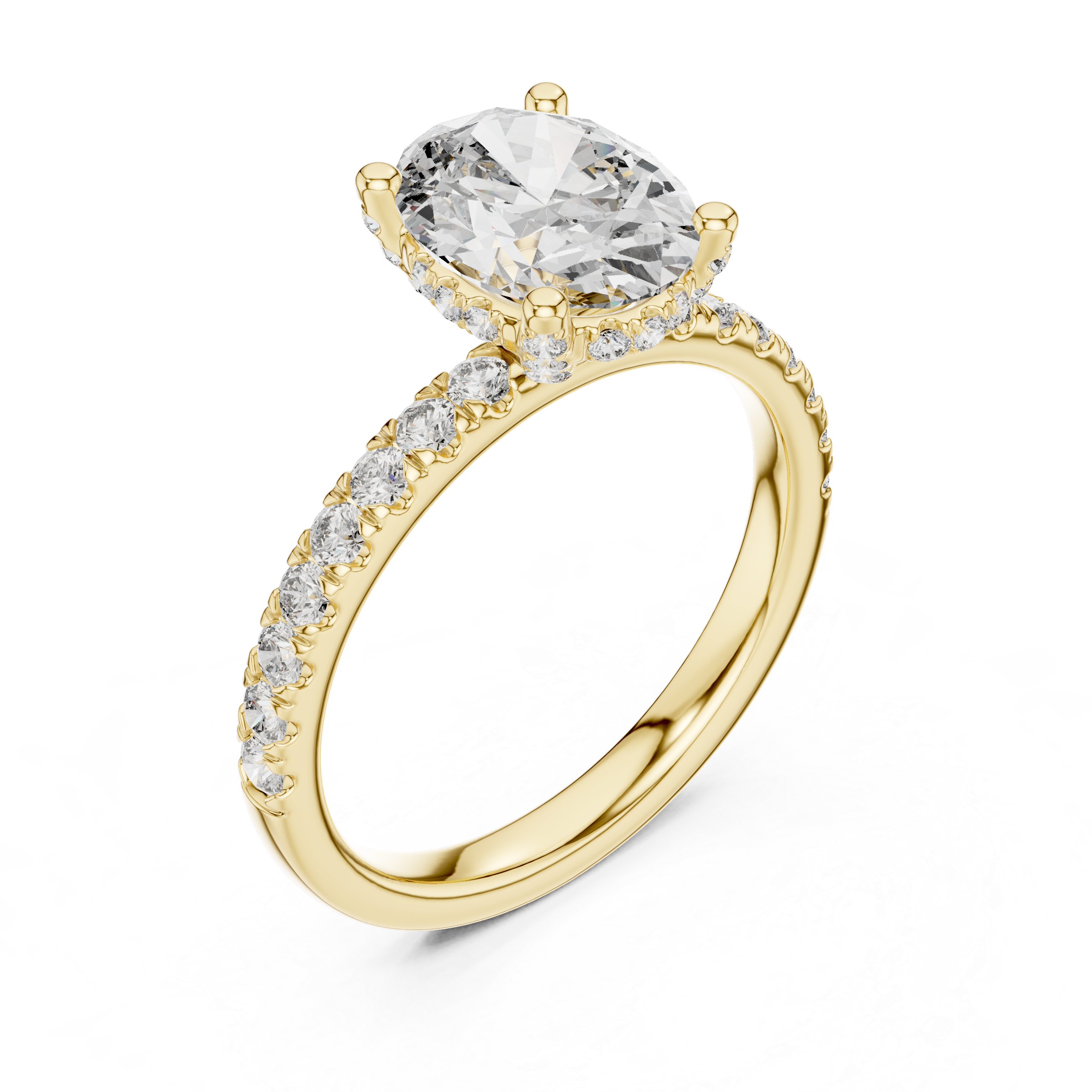 Elovira Oval Cut Pavé Diamond Engagement Ring