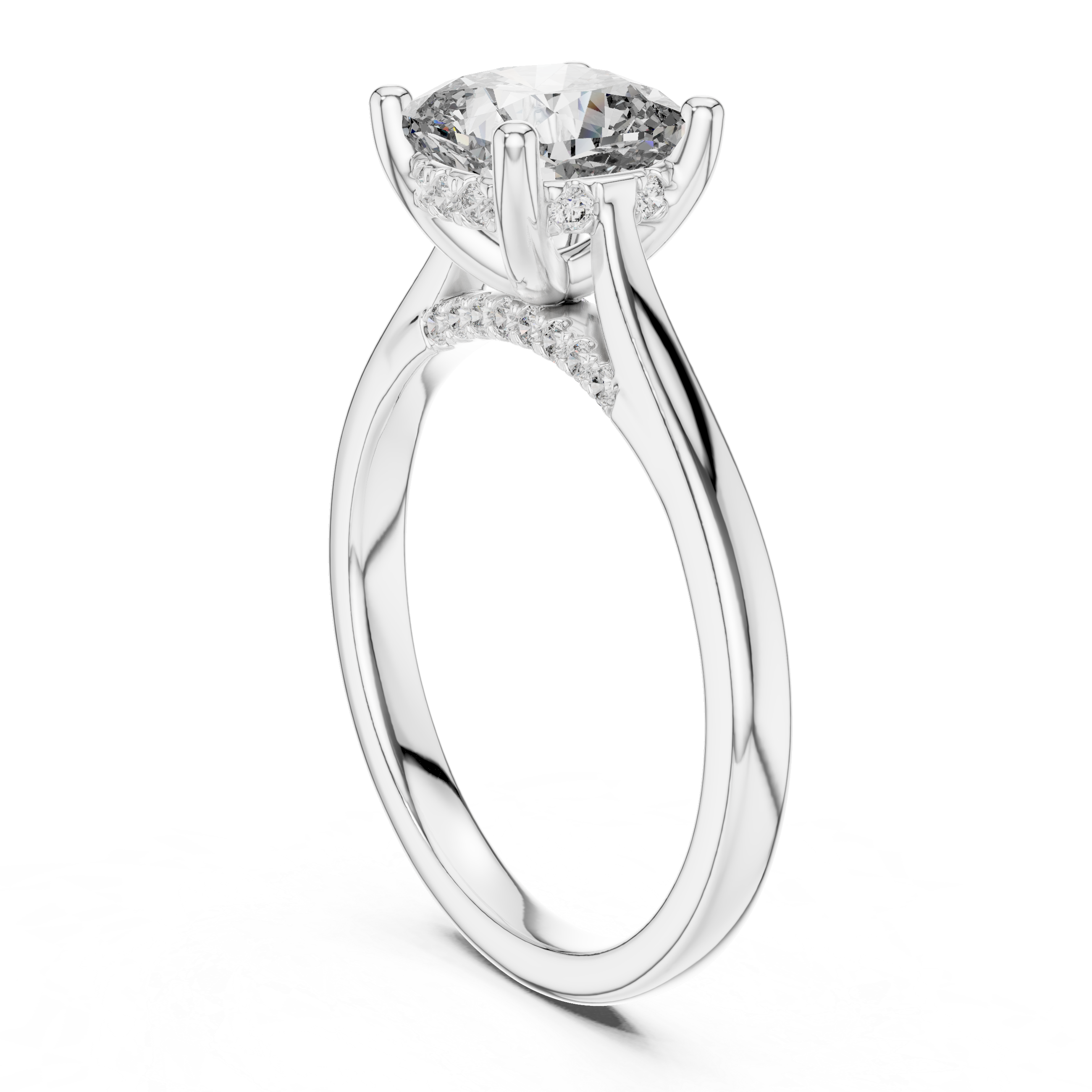 Veloura Cushion Cut Solitaire Diamond Engagement Ring