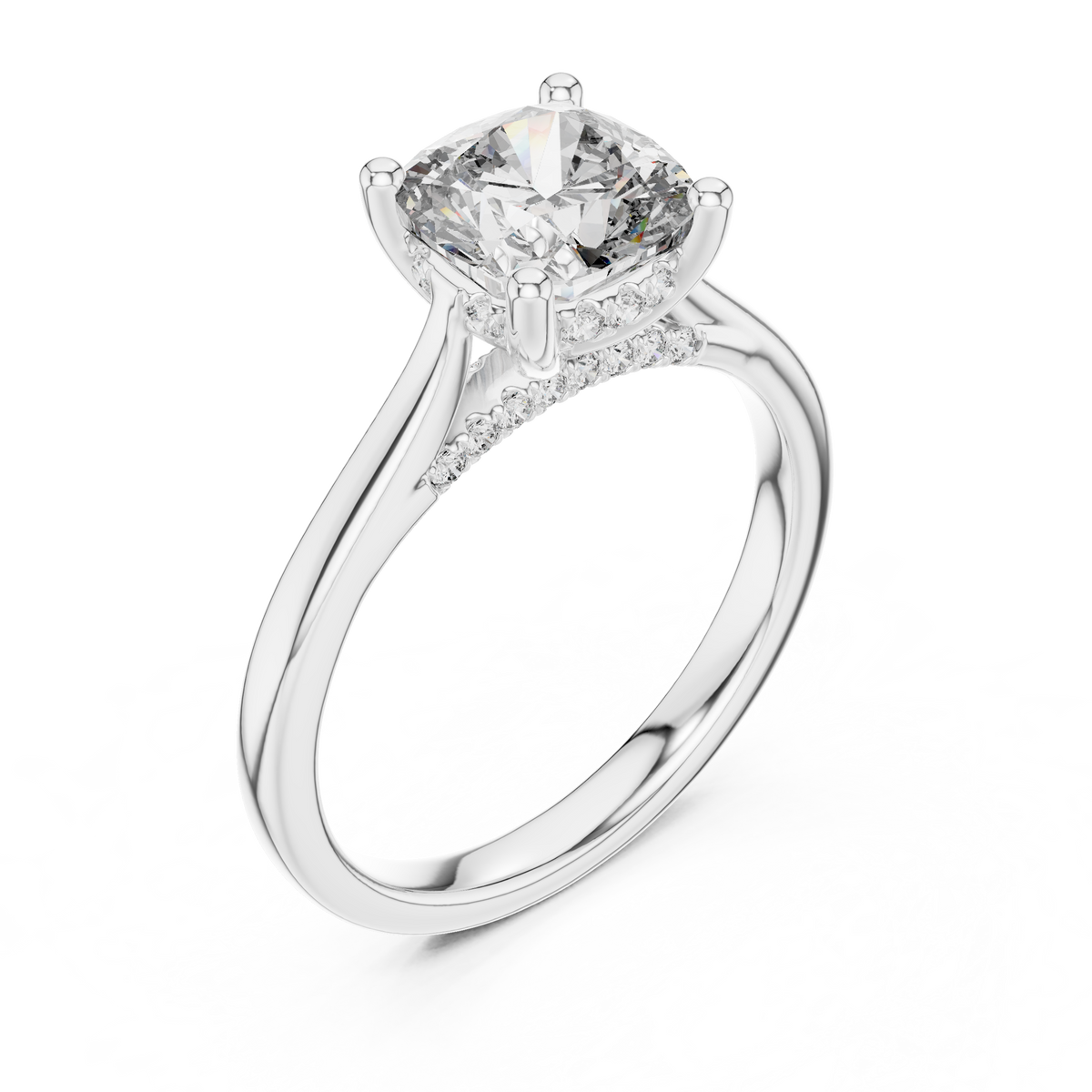 Veloura Cushion Cut Solitaire Diamond Engagement Ring