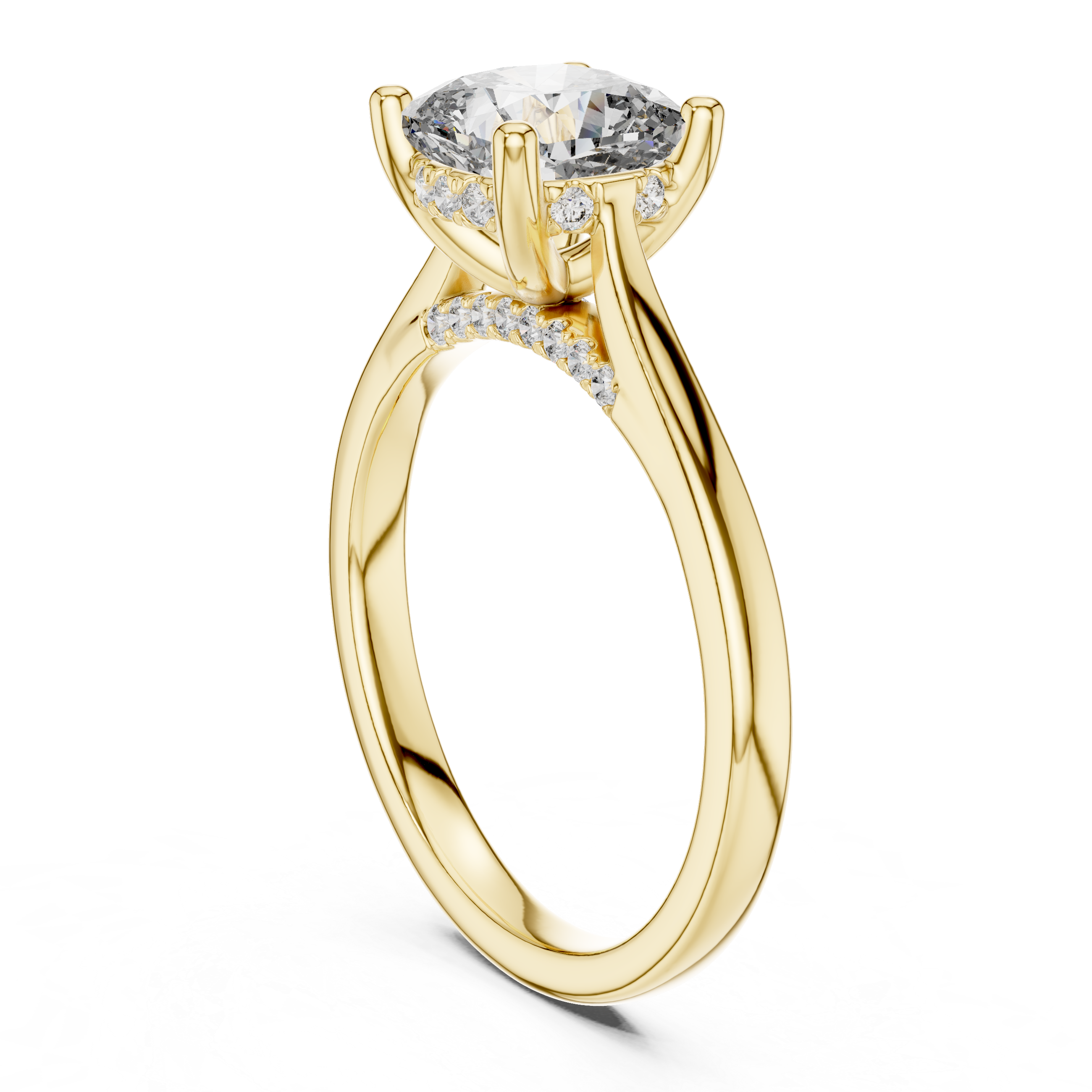 Veloura Cushion Cut Solitaire Diamond Engagement Ring