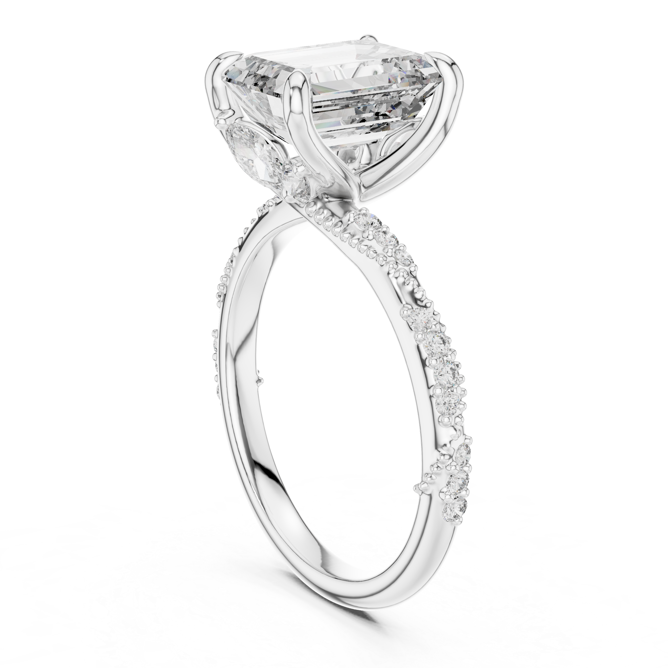 Imperia Twist Emerald Diamond Ring