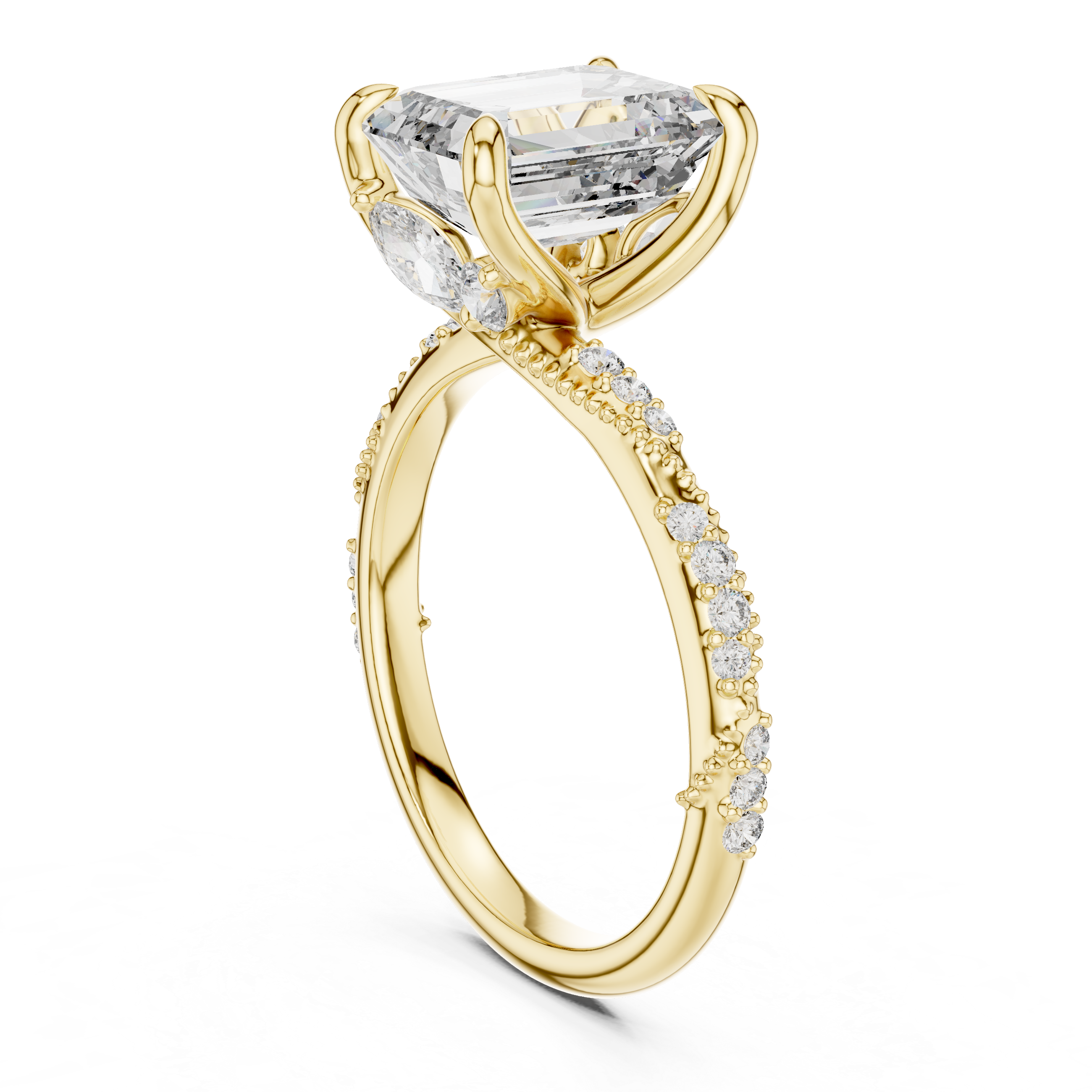 Imperia Twist Emerald Diamond Ring