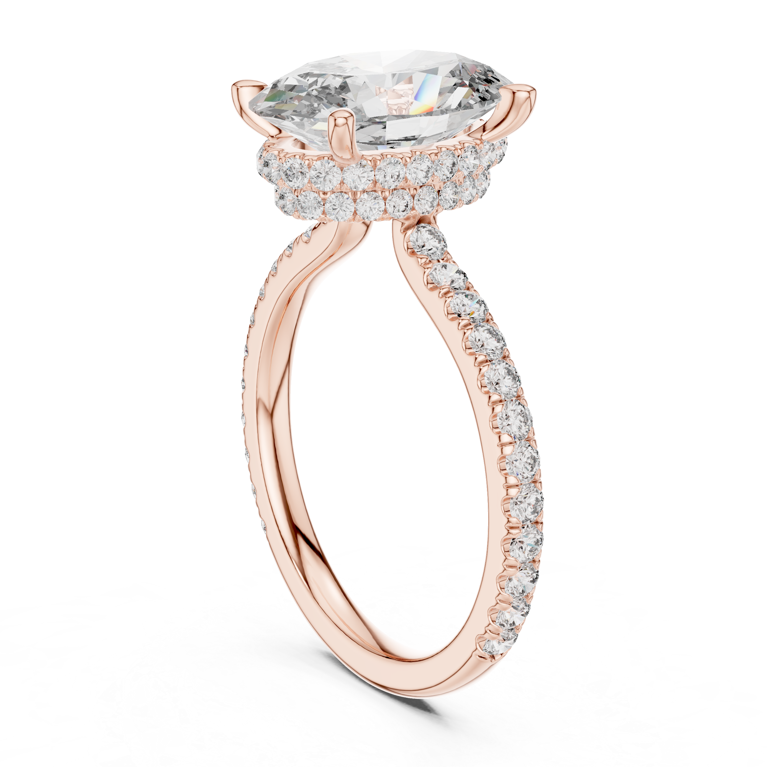 Lunévia Oval Hidden Halo Diamond Engagement Ring