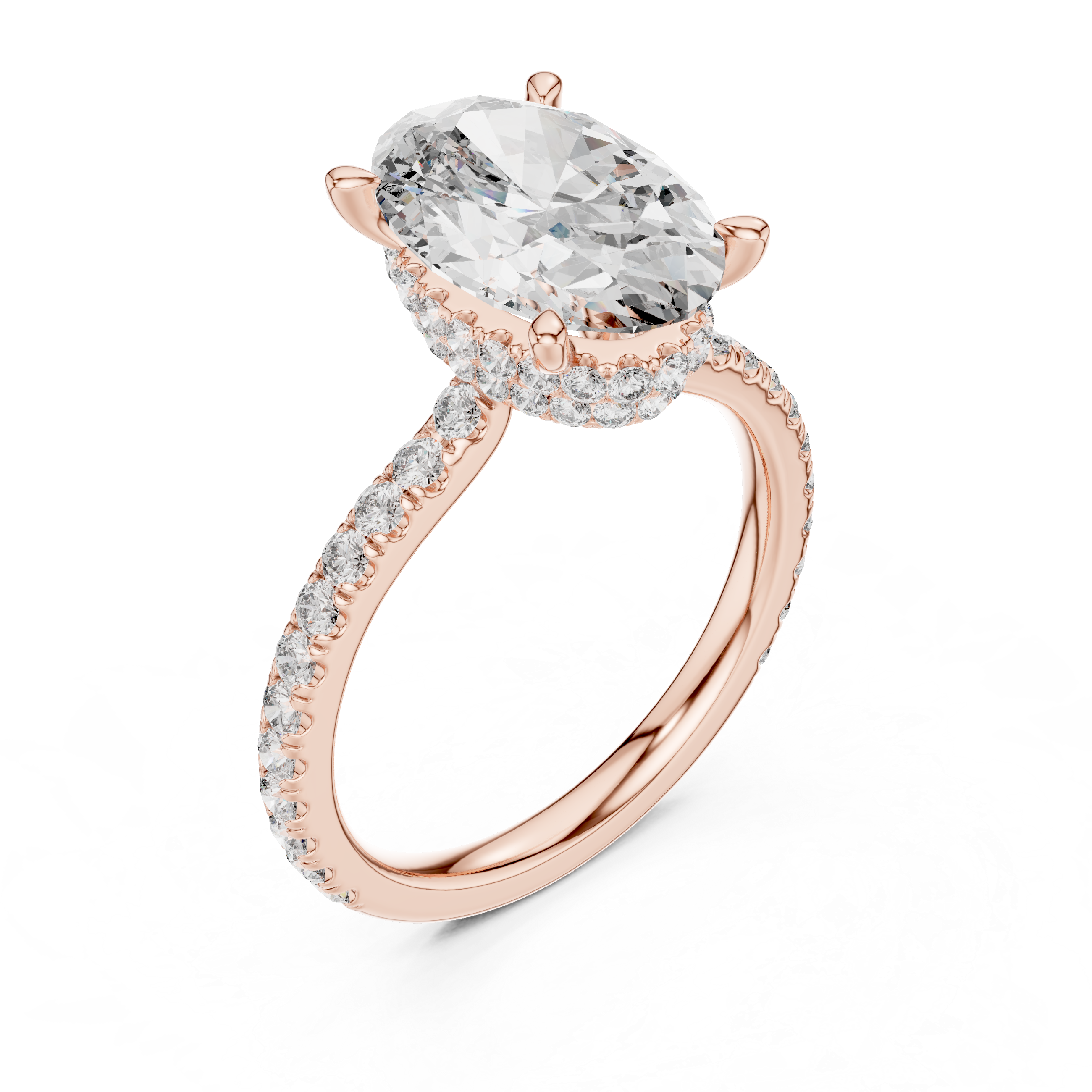 Lunévia Oval Hidden Halo Diamond Engagement Ring