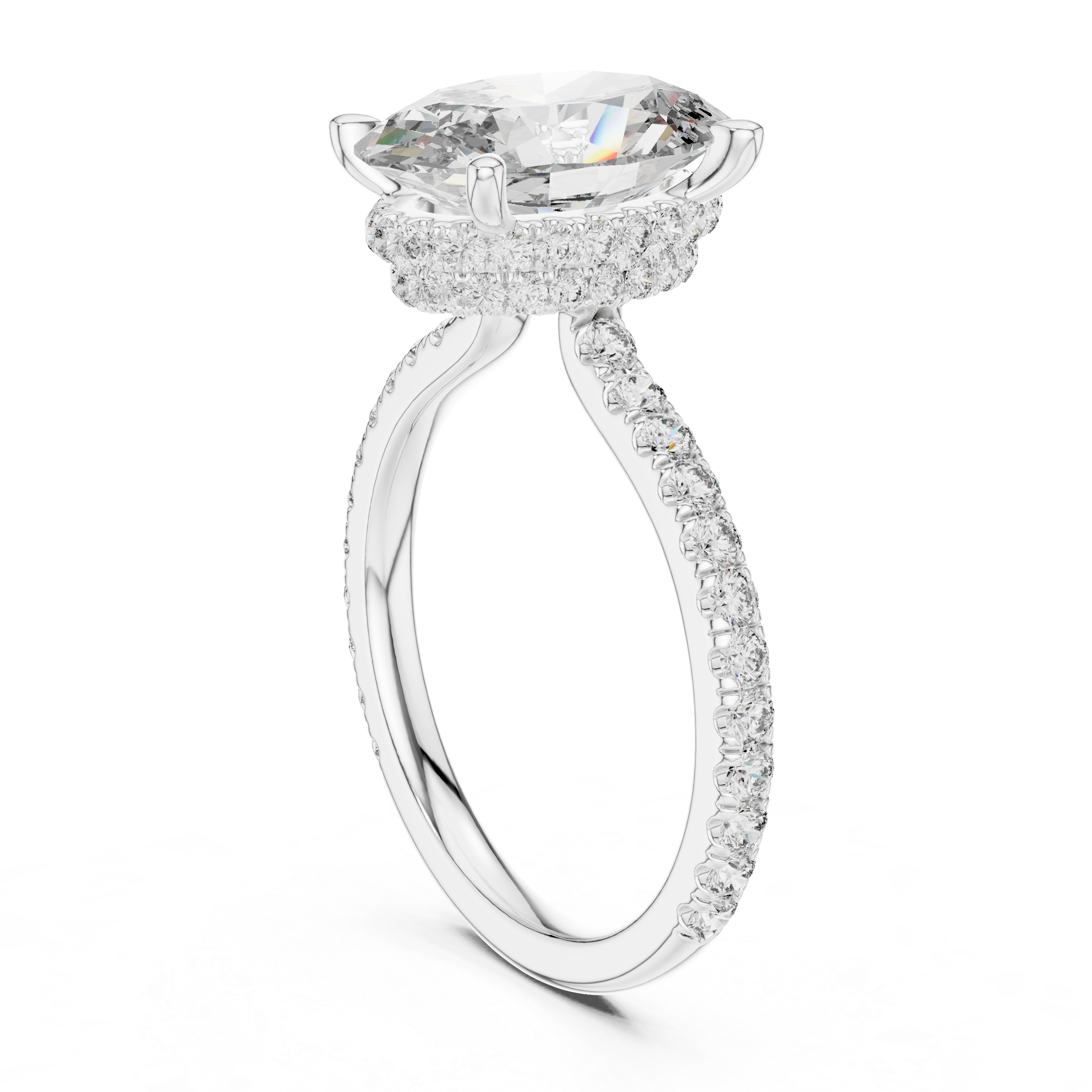 Lunévia Oval Hidden Halo Diamond Engagement Ring