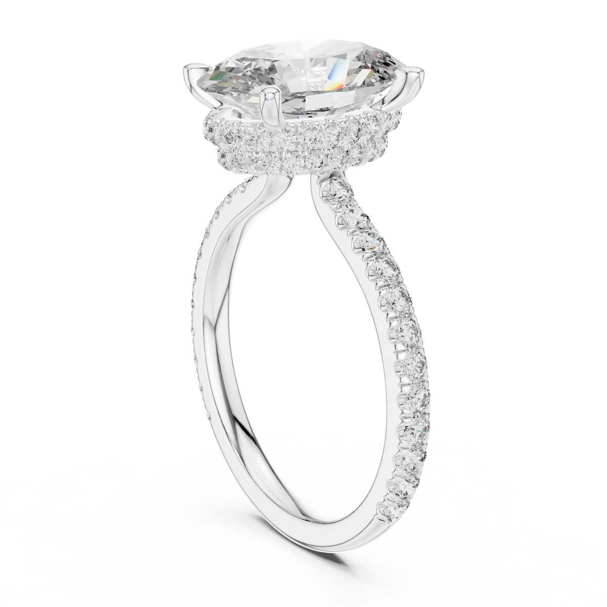 Lunévia Oval Hidden Halo Diamond Engagement Ring