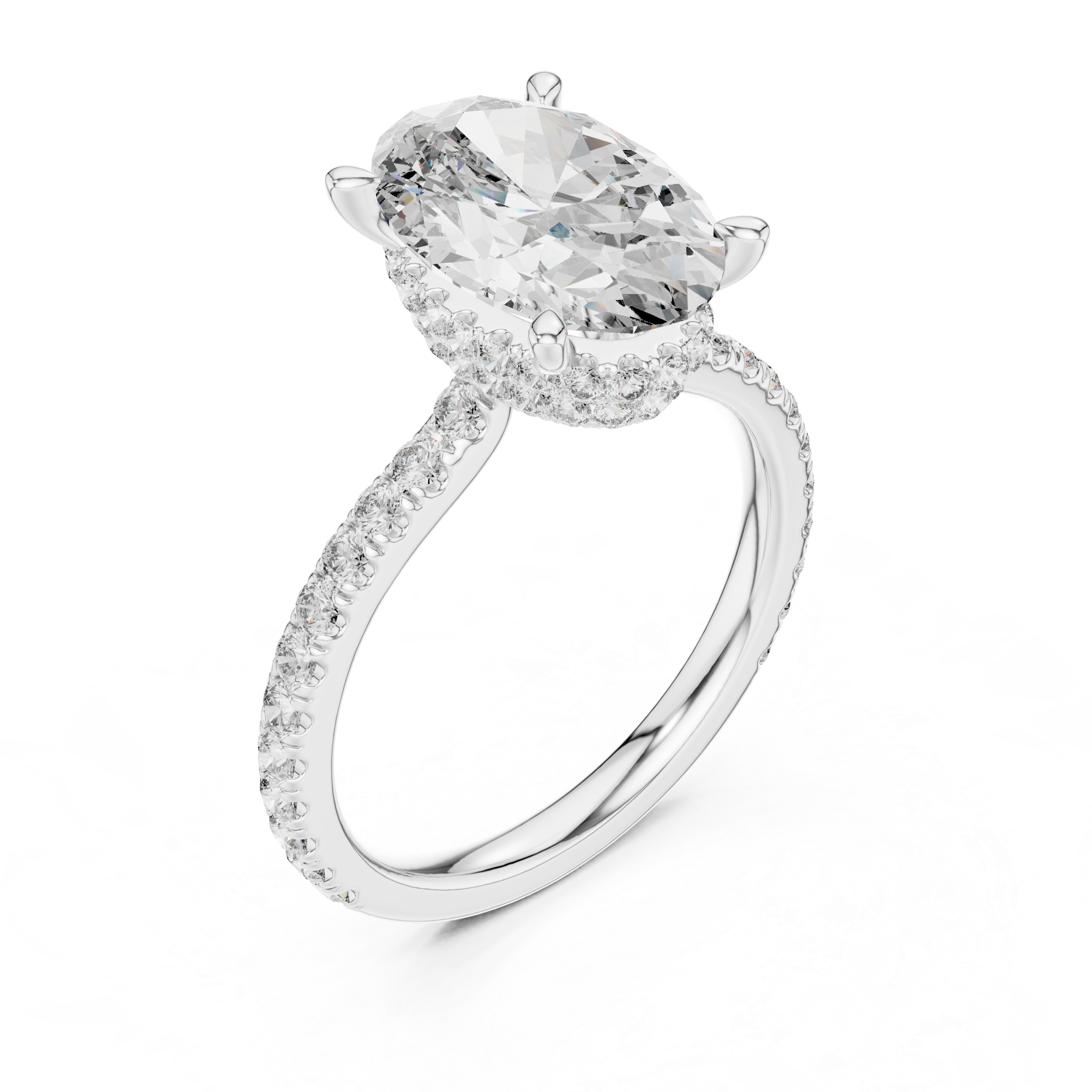 Lunévia Oval Hidden Halo Diamond Engagement Ring
