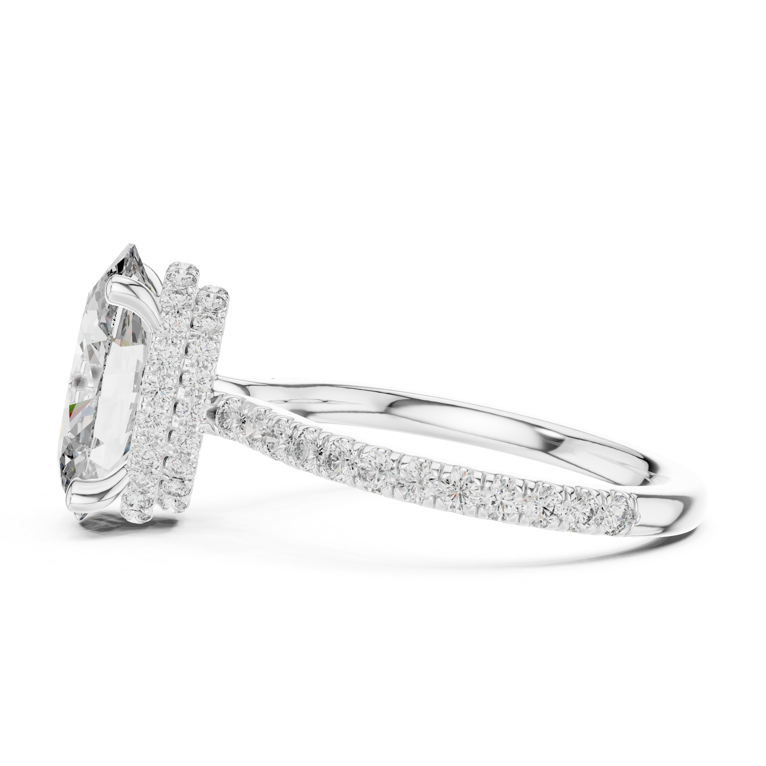 Lunévia Oval Hidden Halo Diamond Engagement Ring