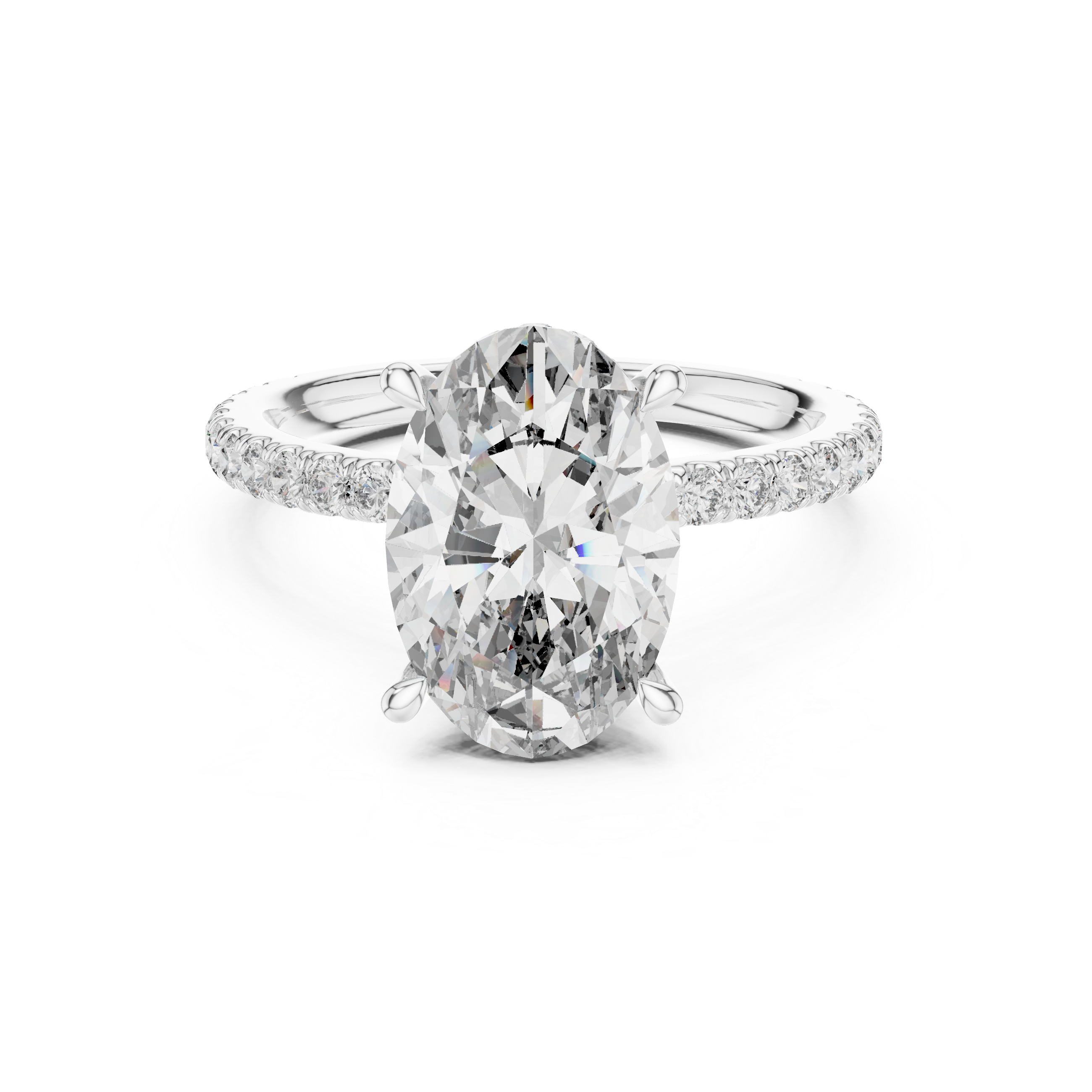 Lunévia Oval Hidden Halo Diamond Engagement Ring