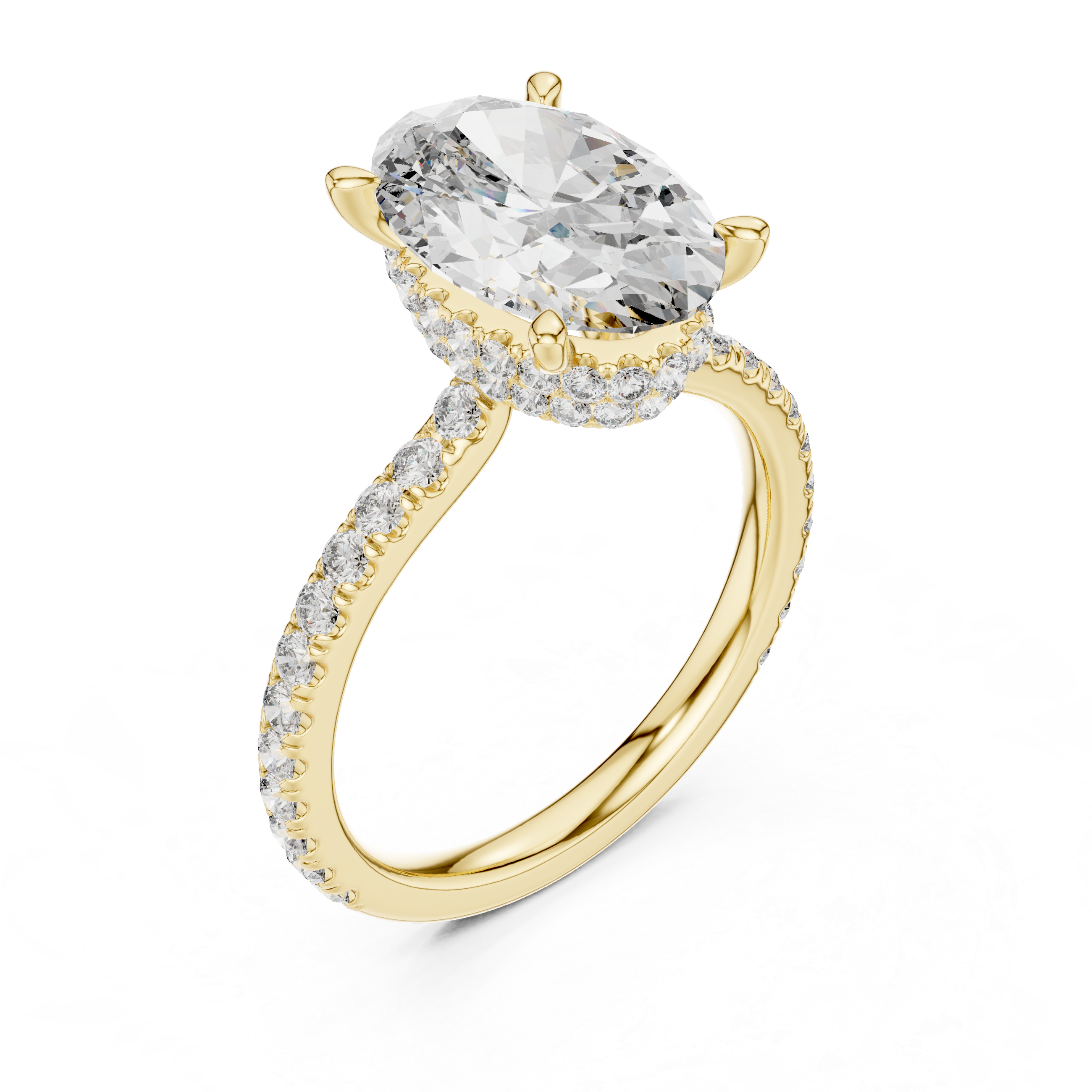 Lunévia Oval Hidden Halo Diamond Engagement Ring