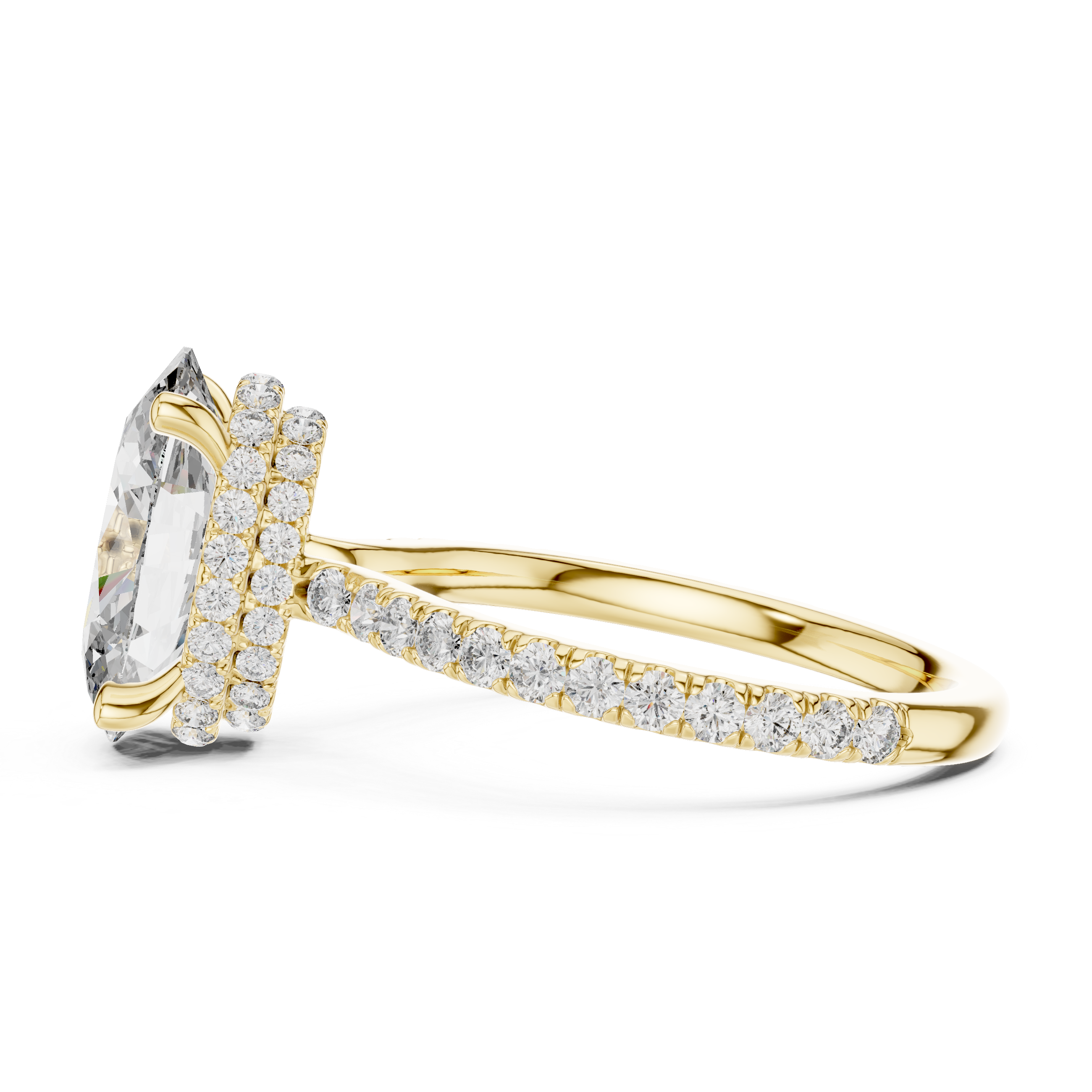 Lunévia Oval Hidden Halo Diamond Engagement Ring