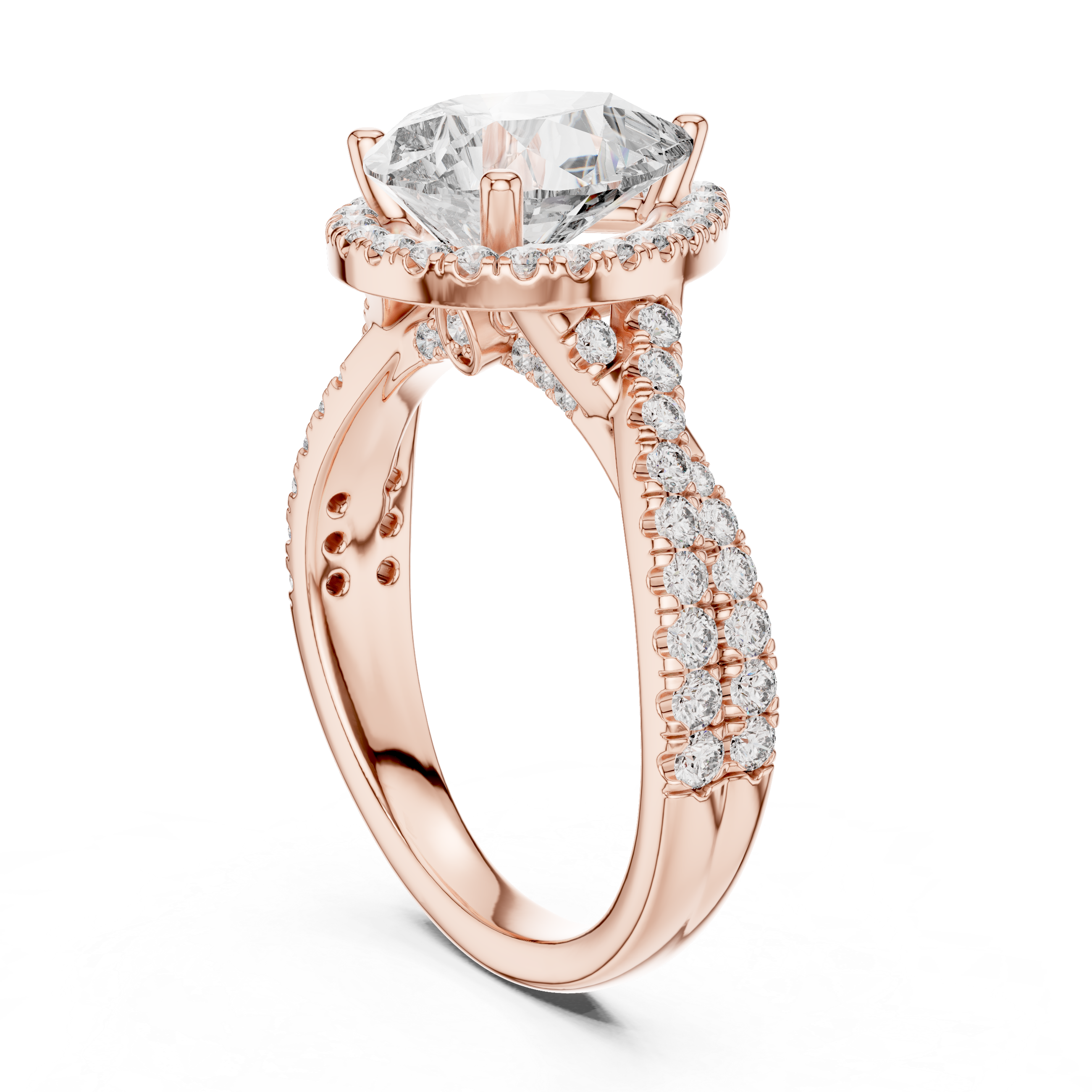 Pear Cut Hidden Halo Diamond Engagement Ring