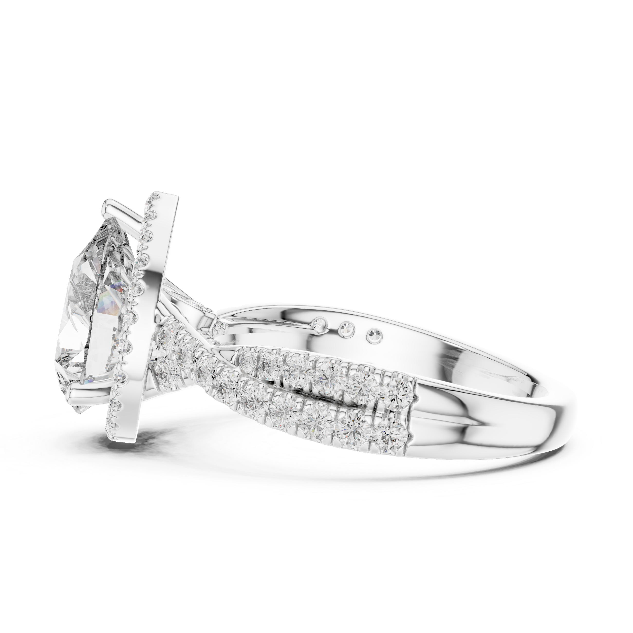 Pear Cut Hidden Halo Diamond Engagement Ring