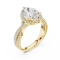 Pear Cut Hidden Halo Diamond Engagement Ring