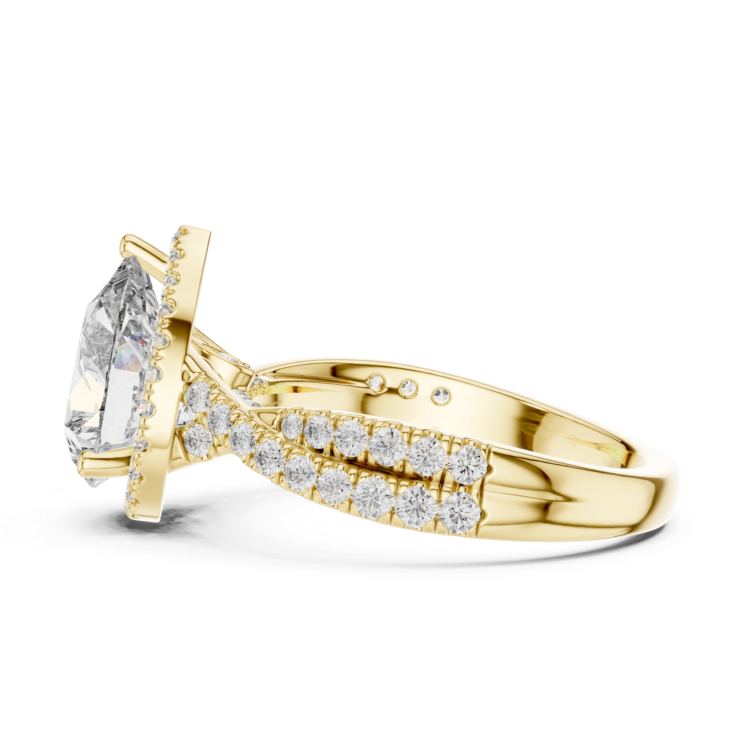Pear Cut Hidden Halo Diamond Engagement Ring