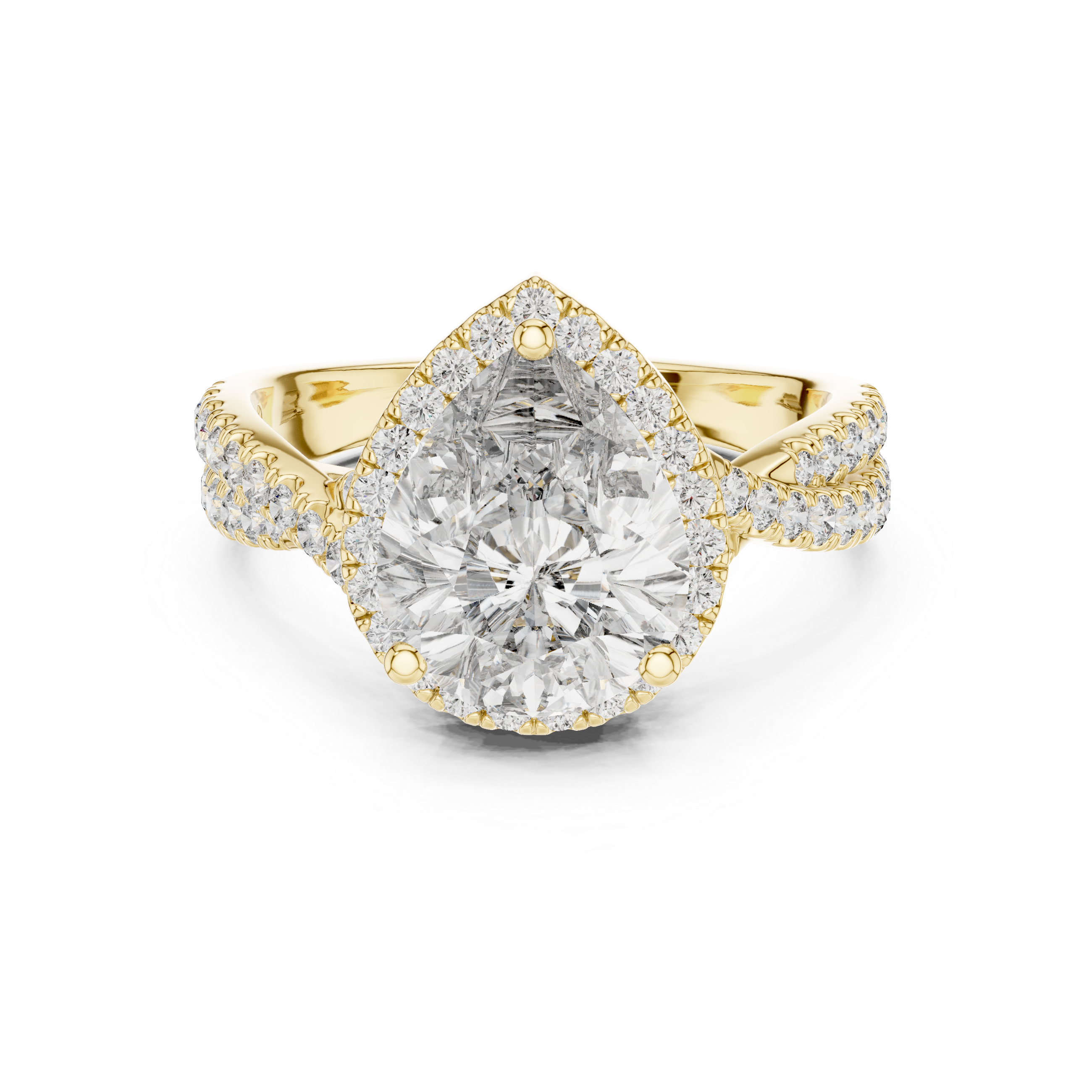 Pear Cut Hidden Halo Diamond Engagement Ring