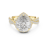 Pear Cut Hidden Halo Diamond Engagement Ring