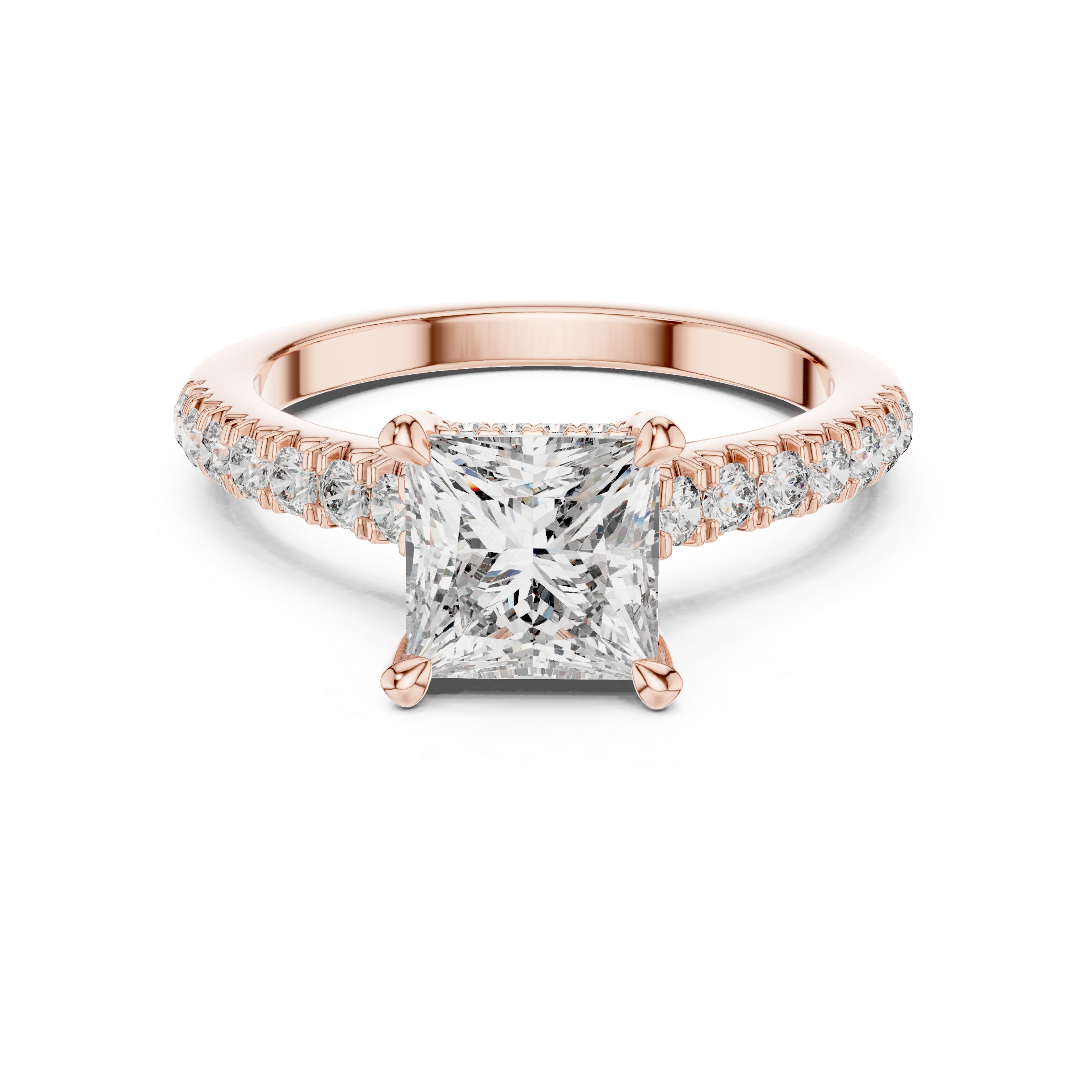 Orlunara Princess Cut Hidden Halo Diamond Engagement Ring
