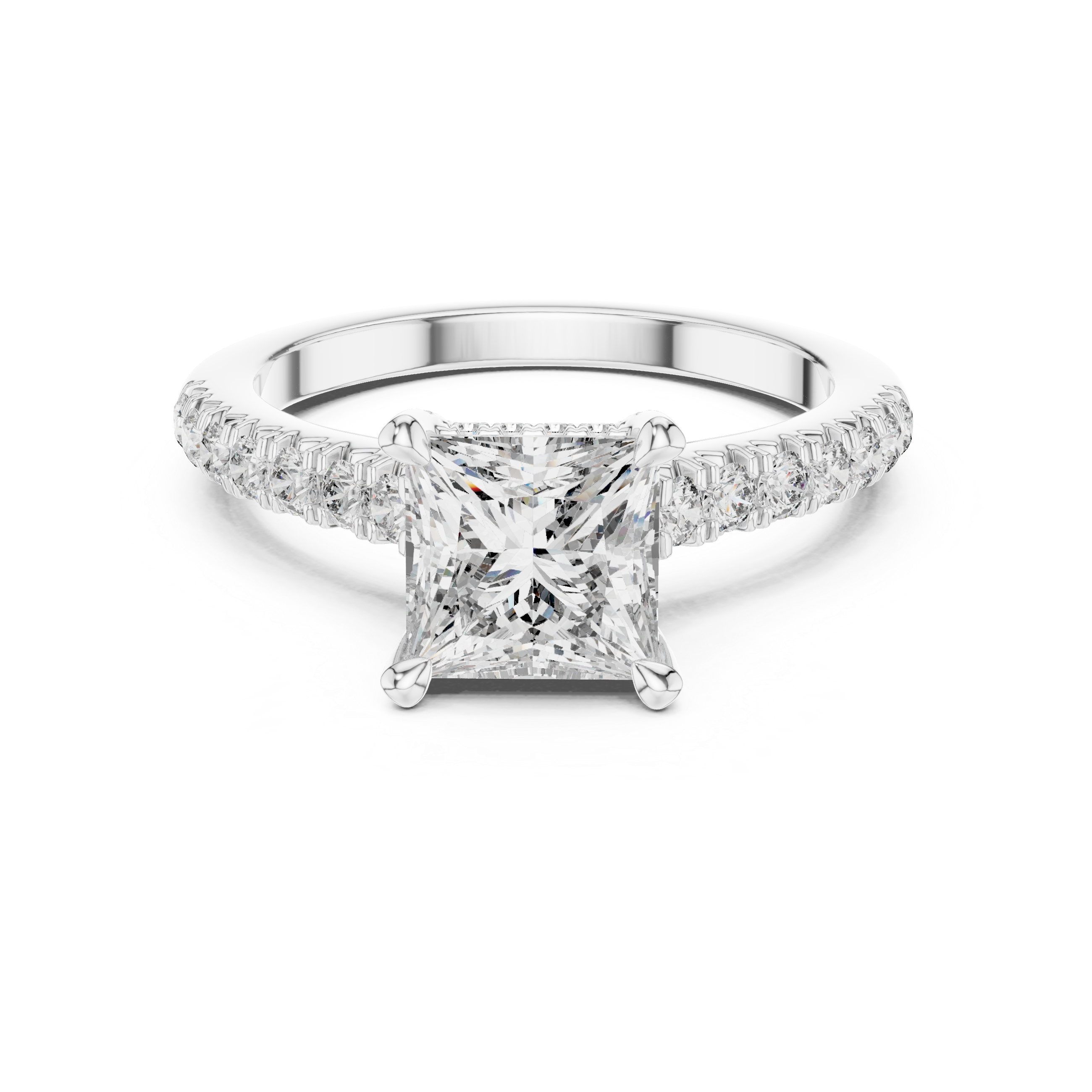 Orlunara Princess Cut Hidden Halo Diamond Engagement Ring