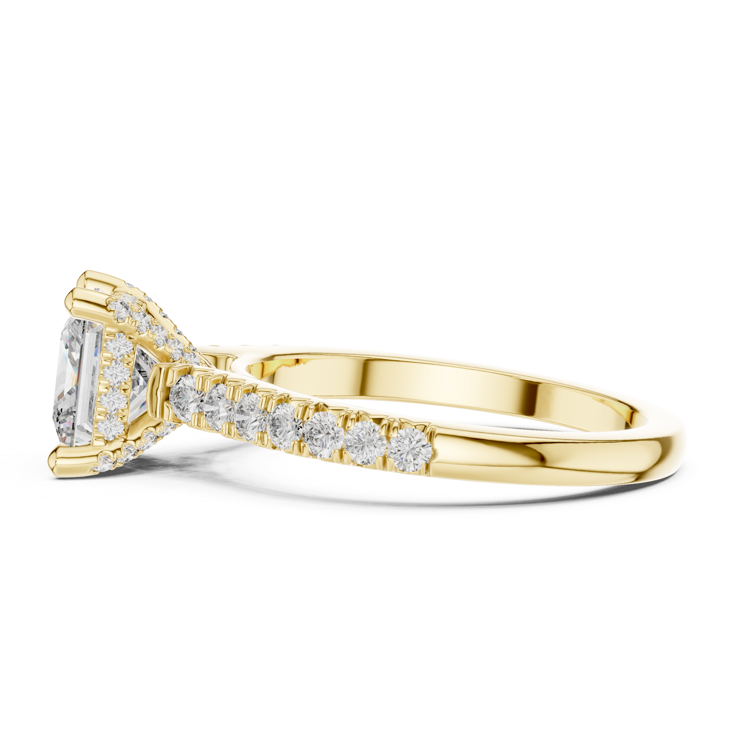 Orlunara Princess Cut Hidden Halo Diamond Engagement Ring