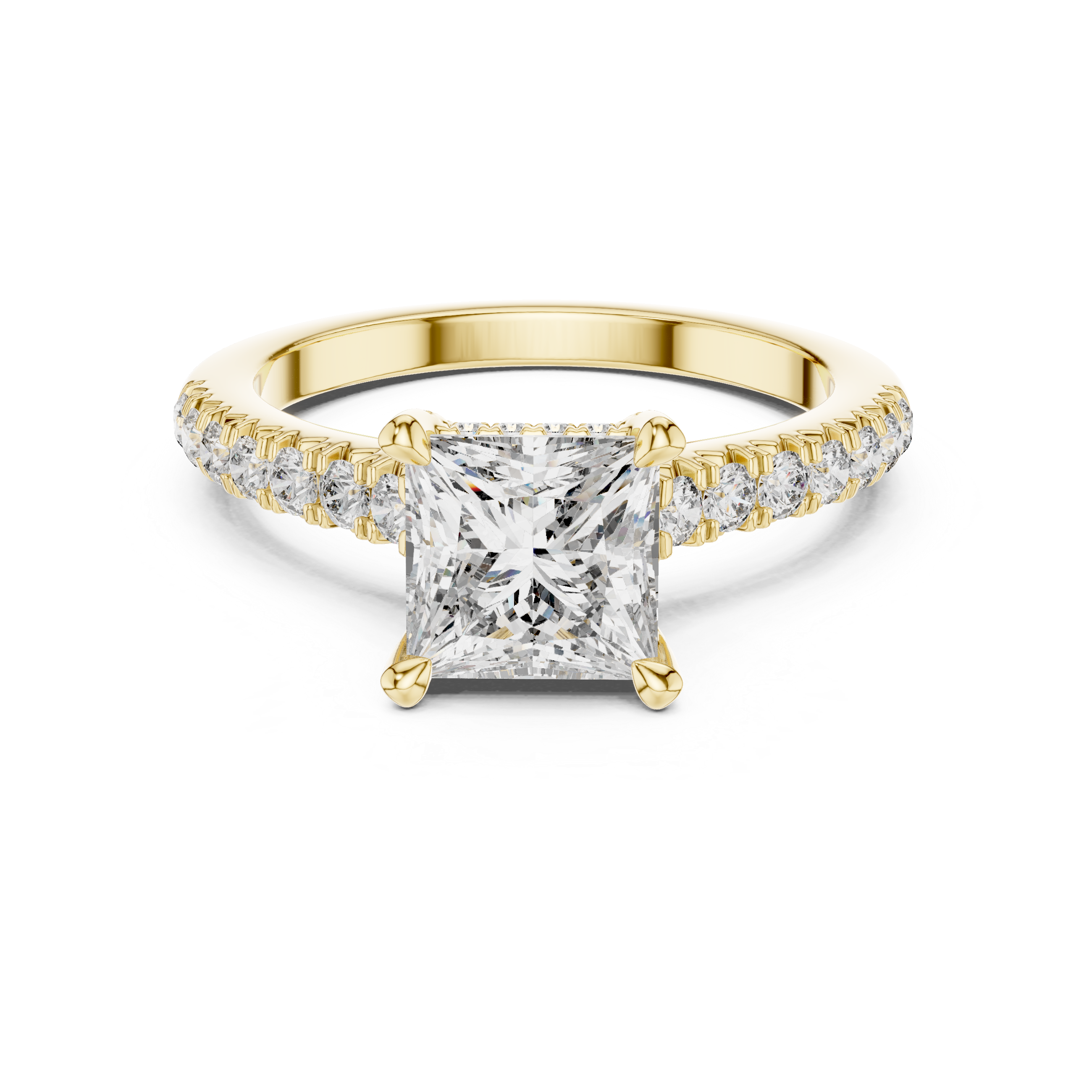 Orlunara Princess Cut Hidden Halo Diamond Engagement Ring