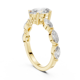 Oval Cut Diamond Ring with Marquise Side Stones