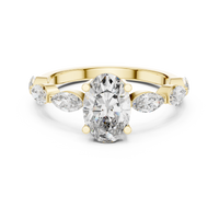 Oval Cut Diamond Ring with Marquise Side Stones