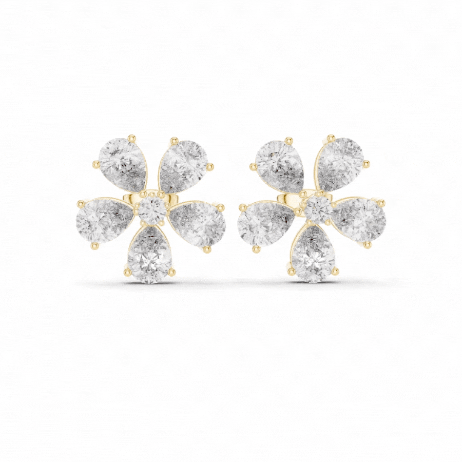 Pearlisse Five Stone Pear Diamond Stud Earrings