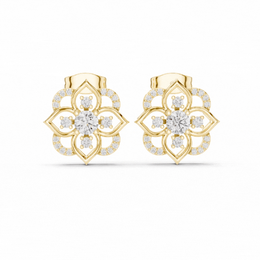 Lotus Crown Diamond Earrings