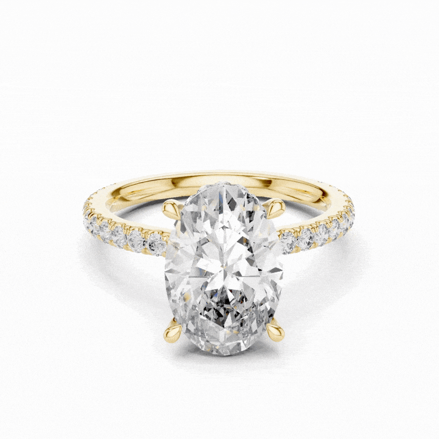 Lunévia Oval Hidden Halo Diamond Engagement Ring